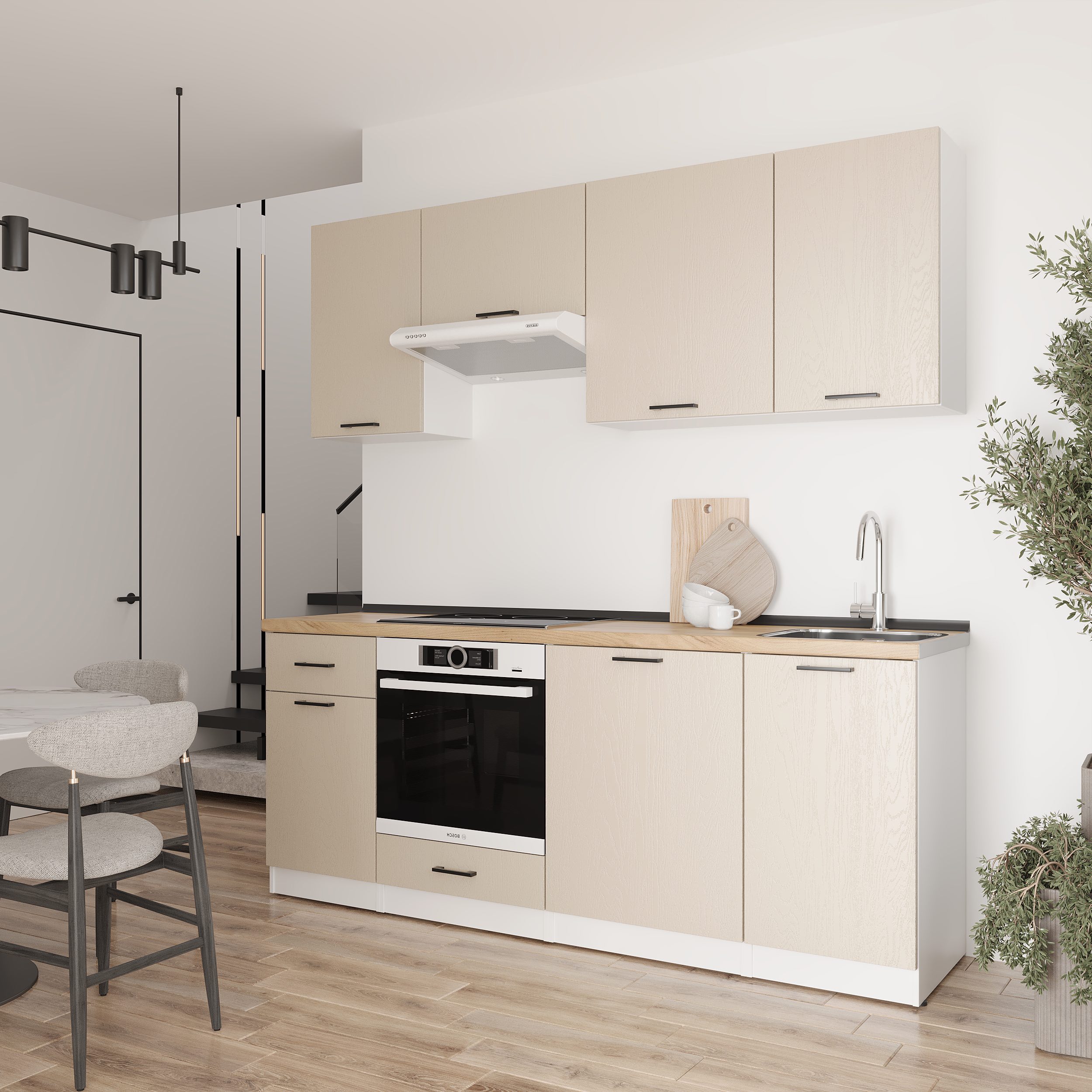 Set bucătărie: Laguna "C" Modern, Stejar Auriu, 210 cm