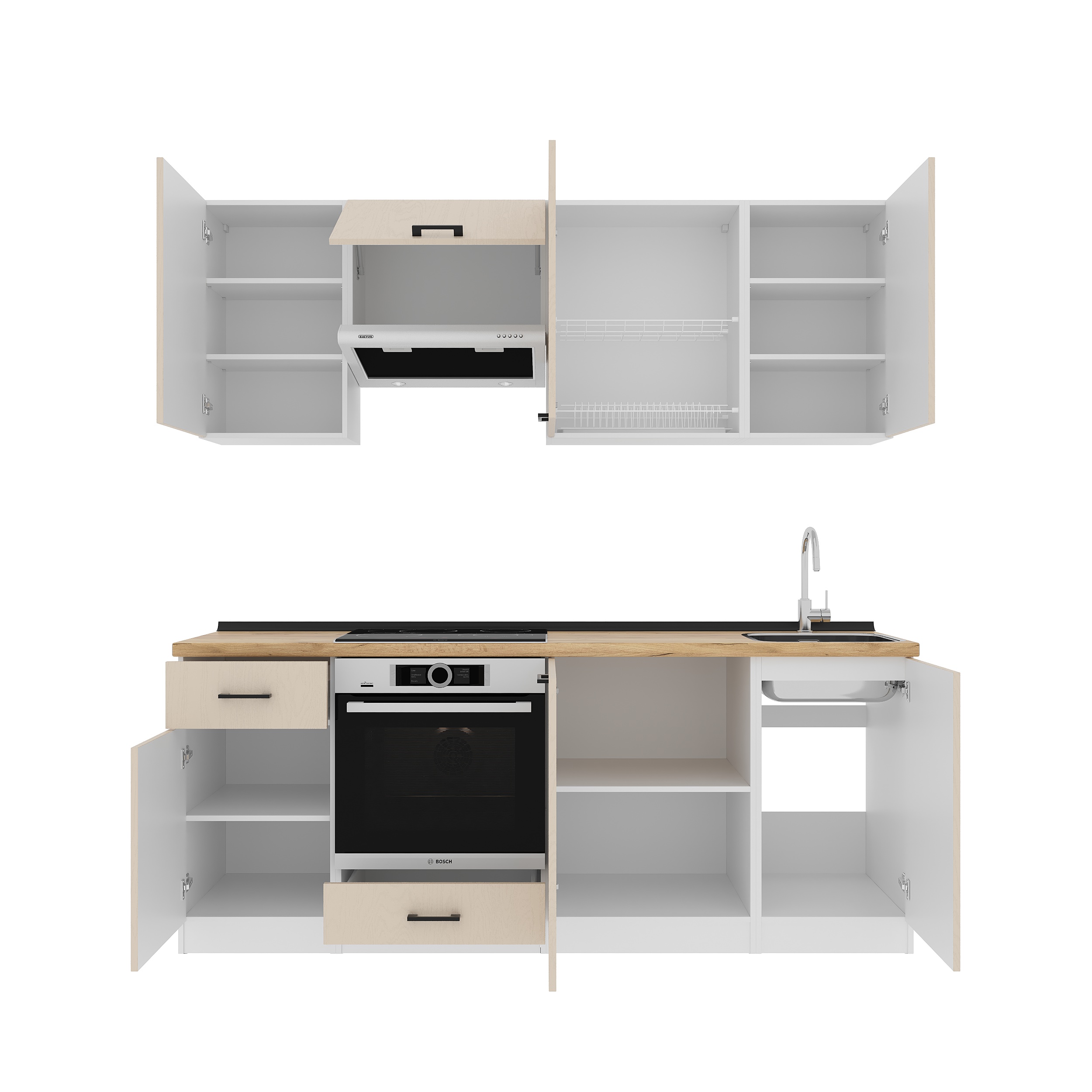 Set bucătărie: Laguna "C" Modern, Stejar Auriu, 210 cm