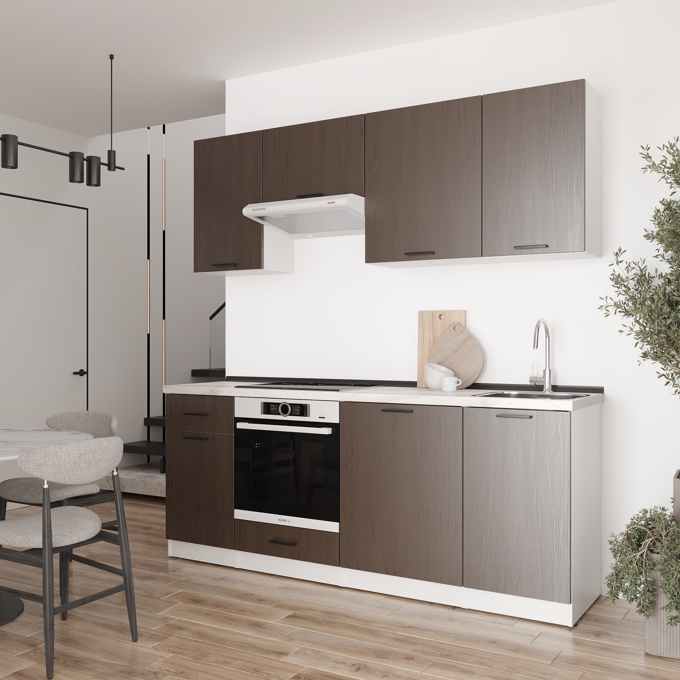 Kitchen: Laguna "C" Modern, Marble, 210 cm