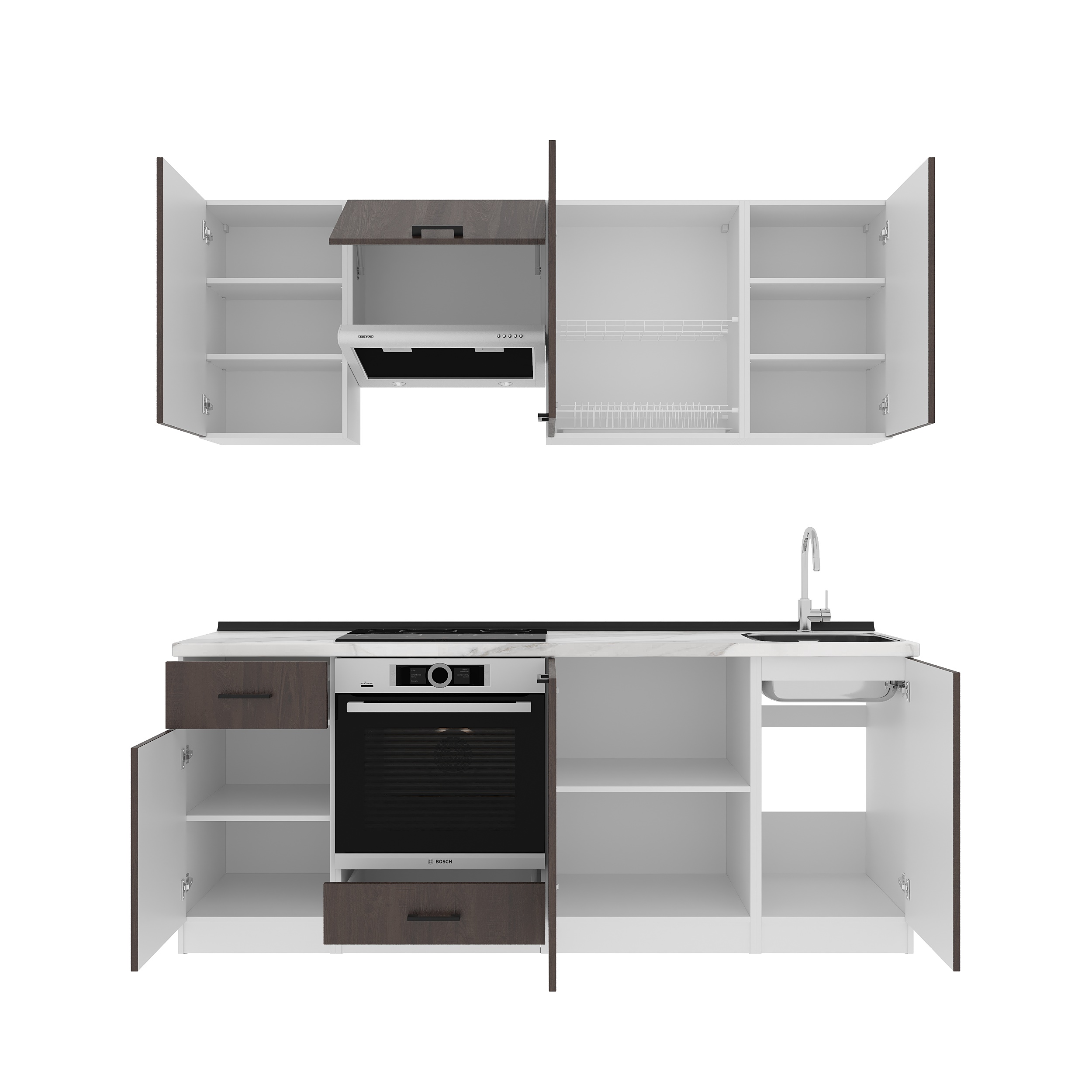 Kitchen: Laguna "C" Modern, Marble, 210 cm