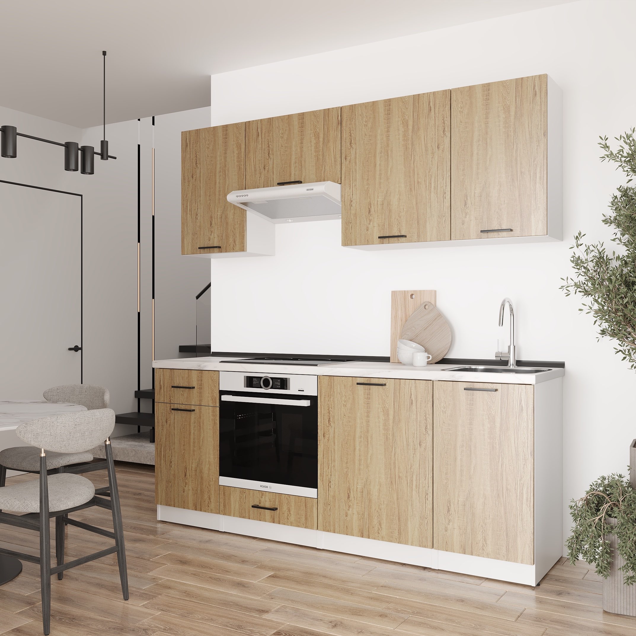 Kitchen: Laguna "C" Modern, Marble, 210 cm