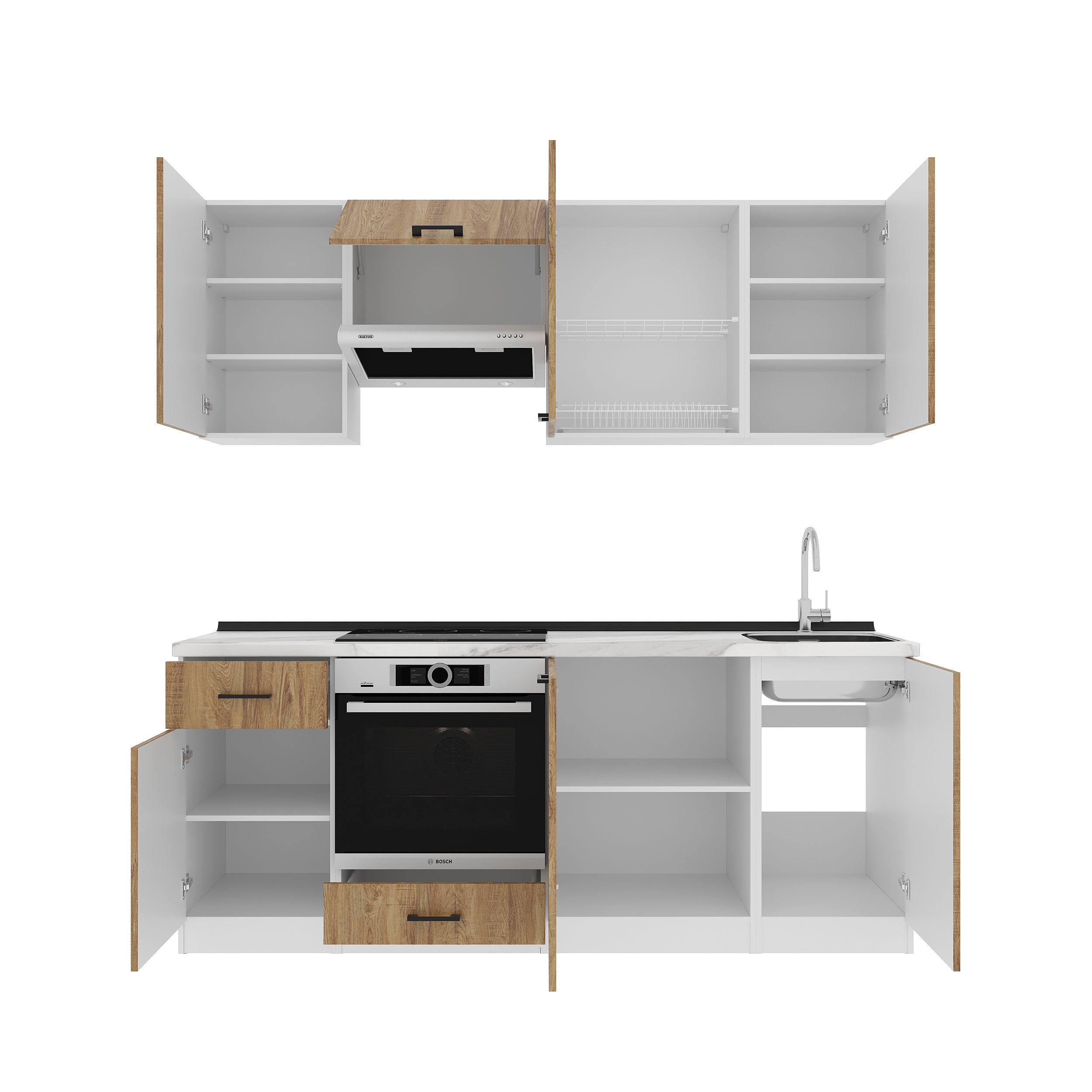 Kitchen: Laguna "C" Modern, Marble, 210 cm