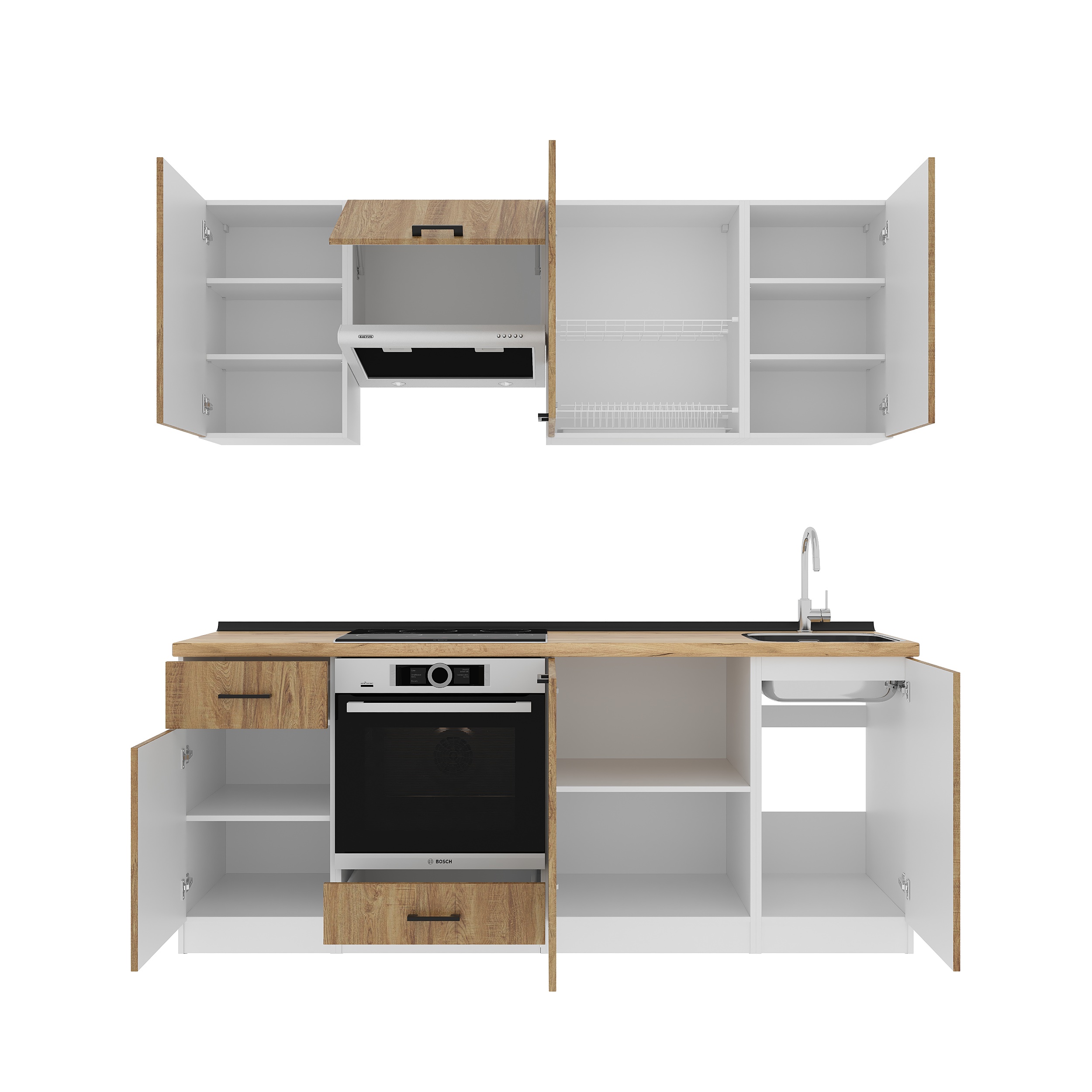 Kitchen: Laguna "C" Modern, Gold Oak, 210 cm