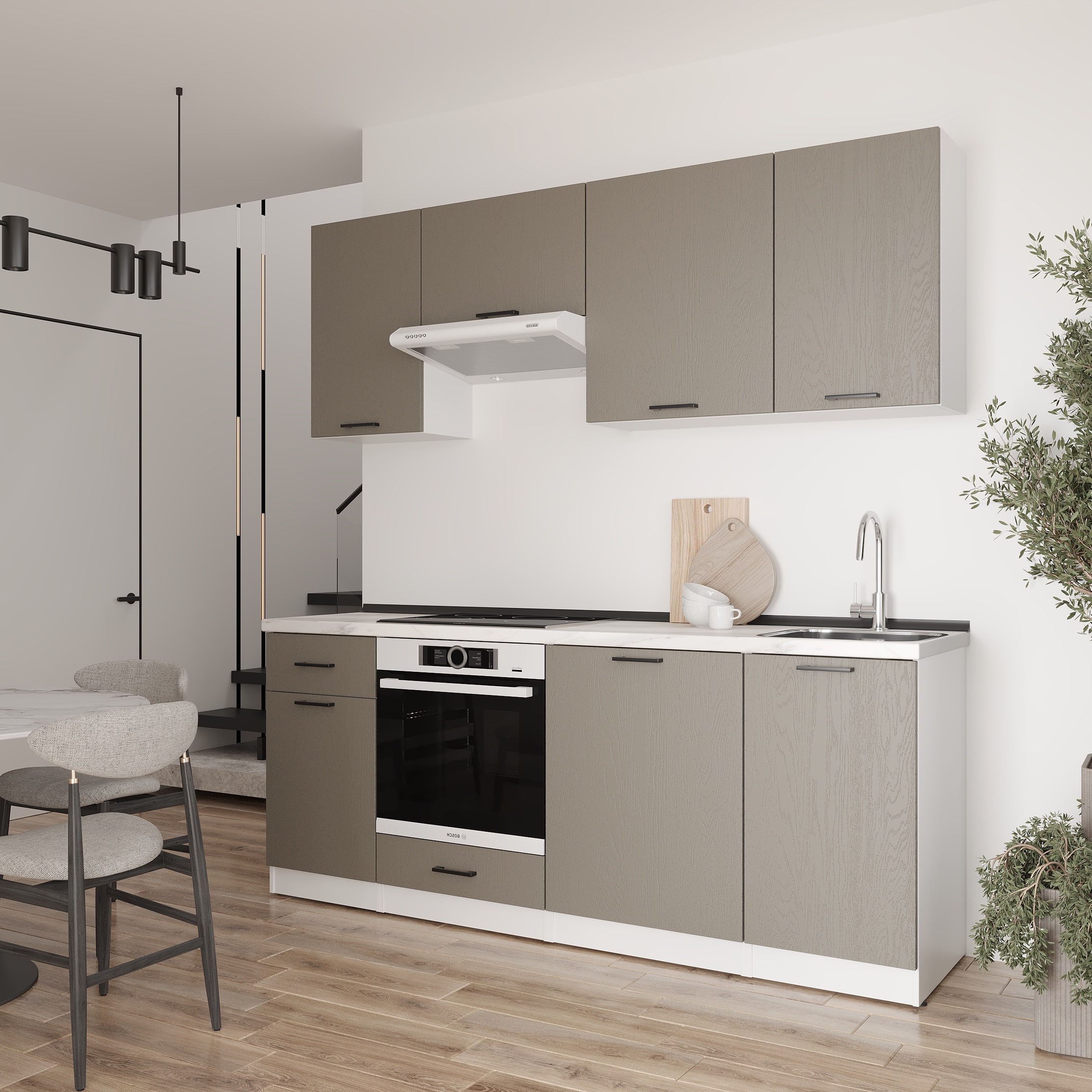 Kitchen: Laguna "C" Modern, Marble, 210 cm