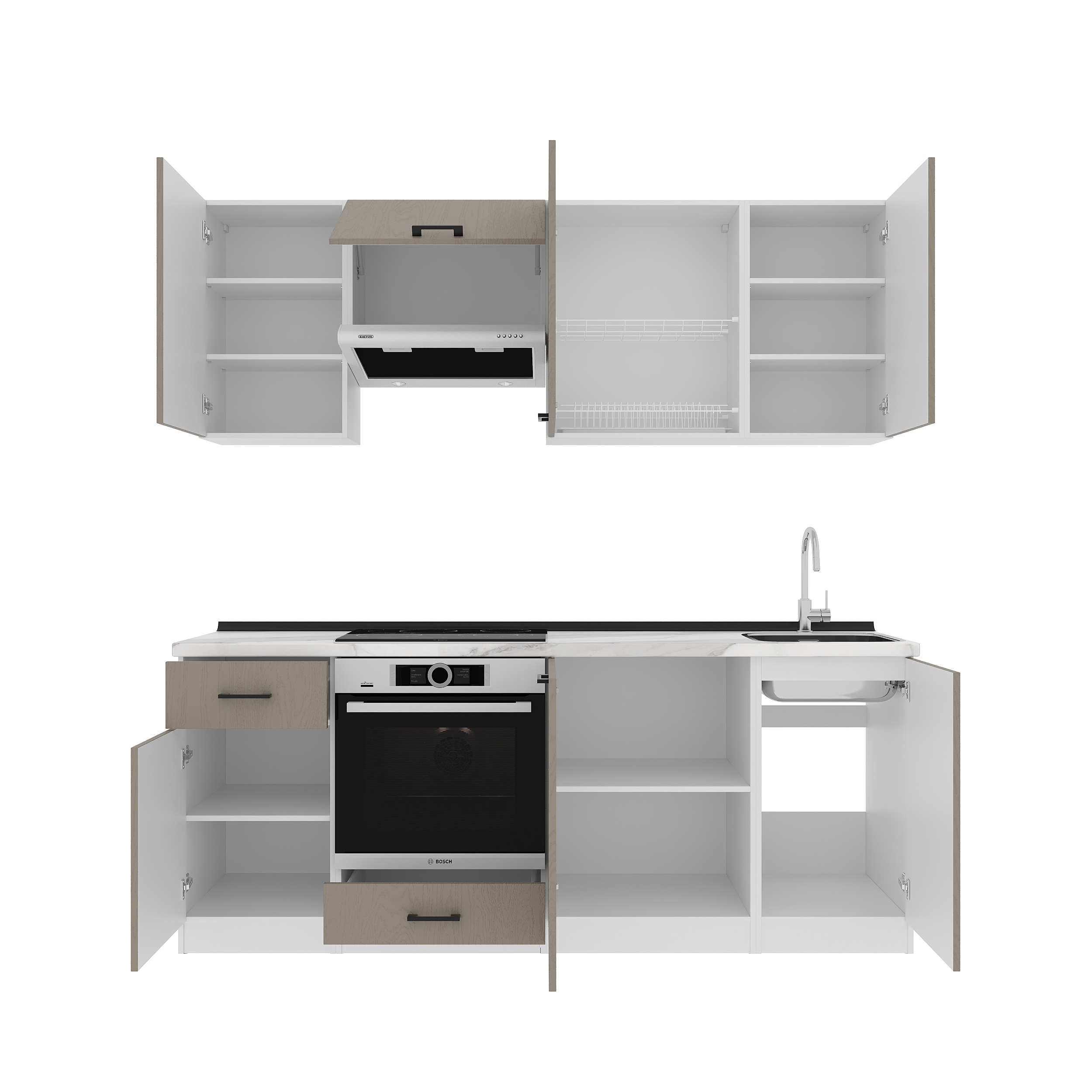 Kitchen: Laguna "C" Modern, Marble, 210 cm