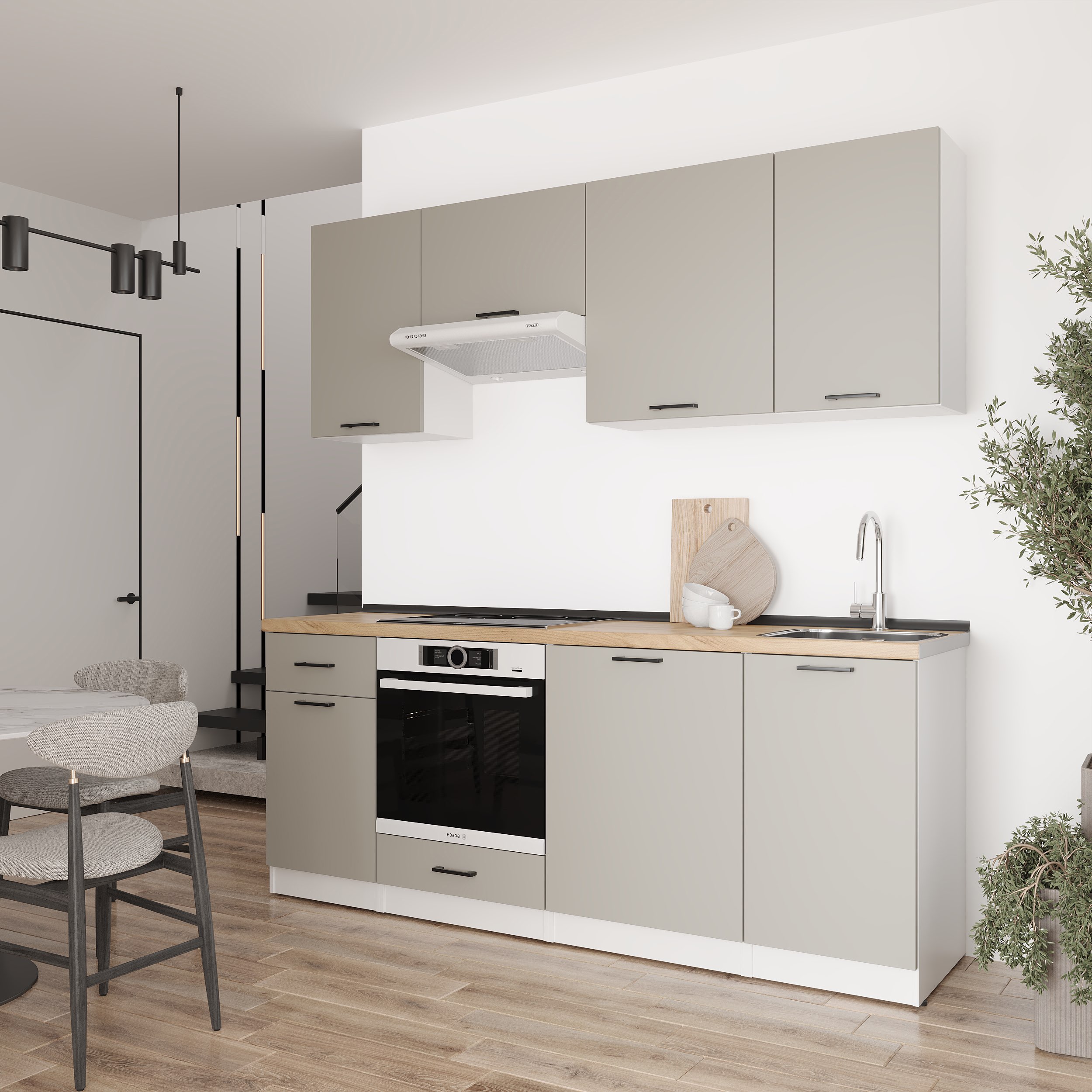 Kitchen: Laguna "C" Modern, Gold Oak, 210 cm