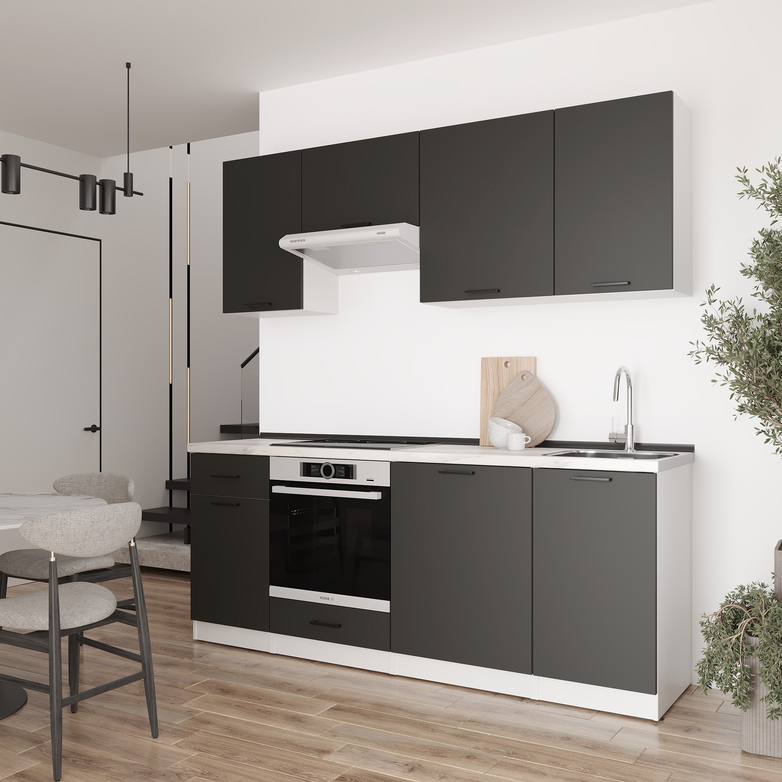Kitchen: Laguna "C" Modern, Marble, 210 cm