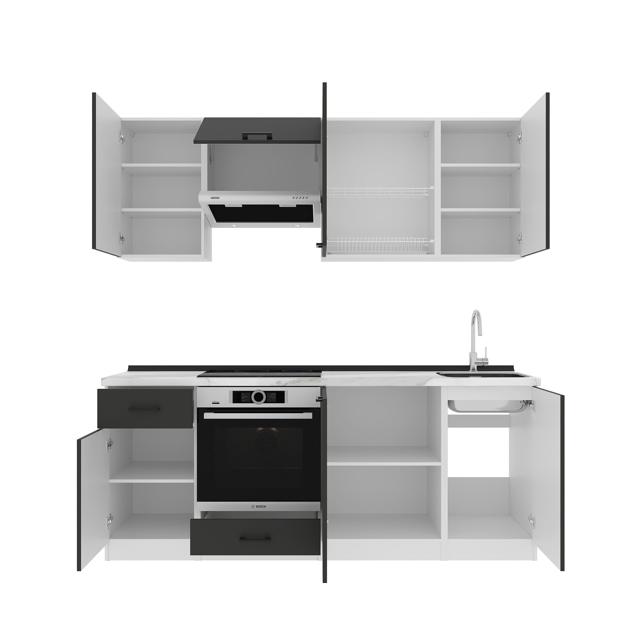 Kitchen: Laguna "C" Modern, Marble, 210 cm