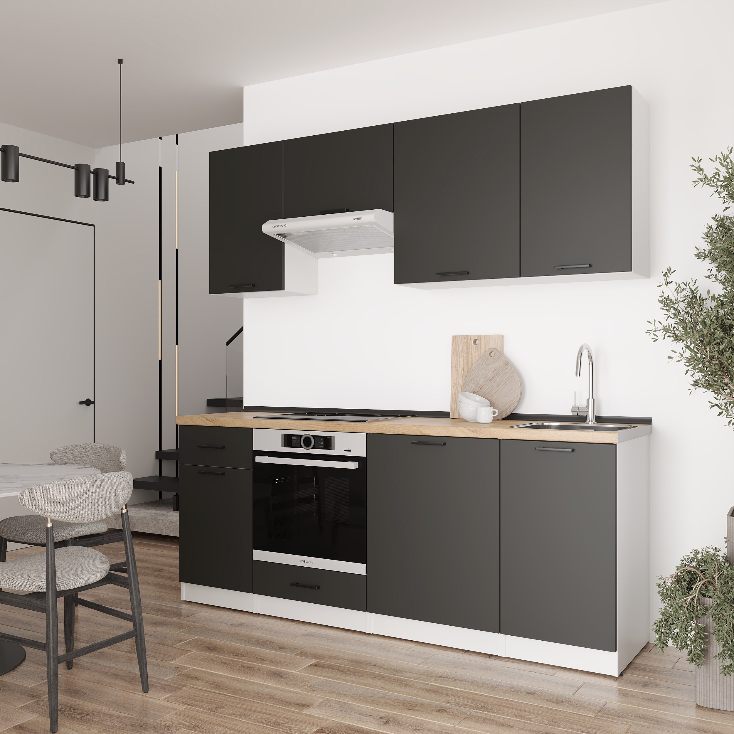 Kitchen: Laguna "C" Modern, Gold Oak, 210 cm