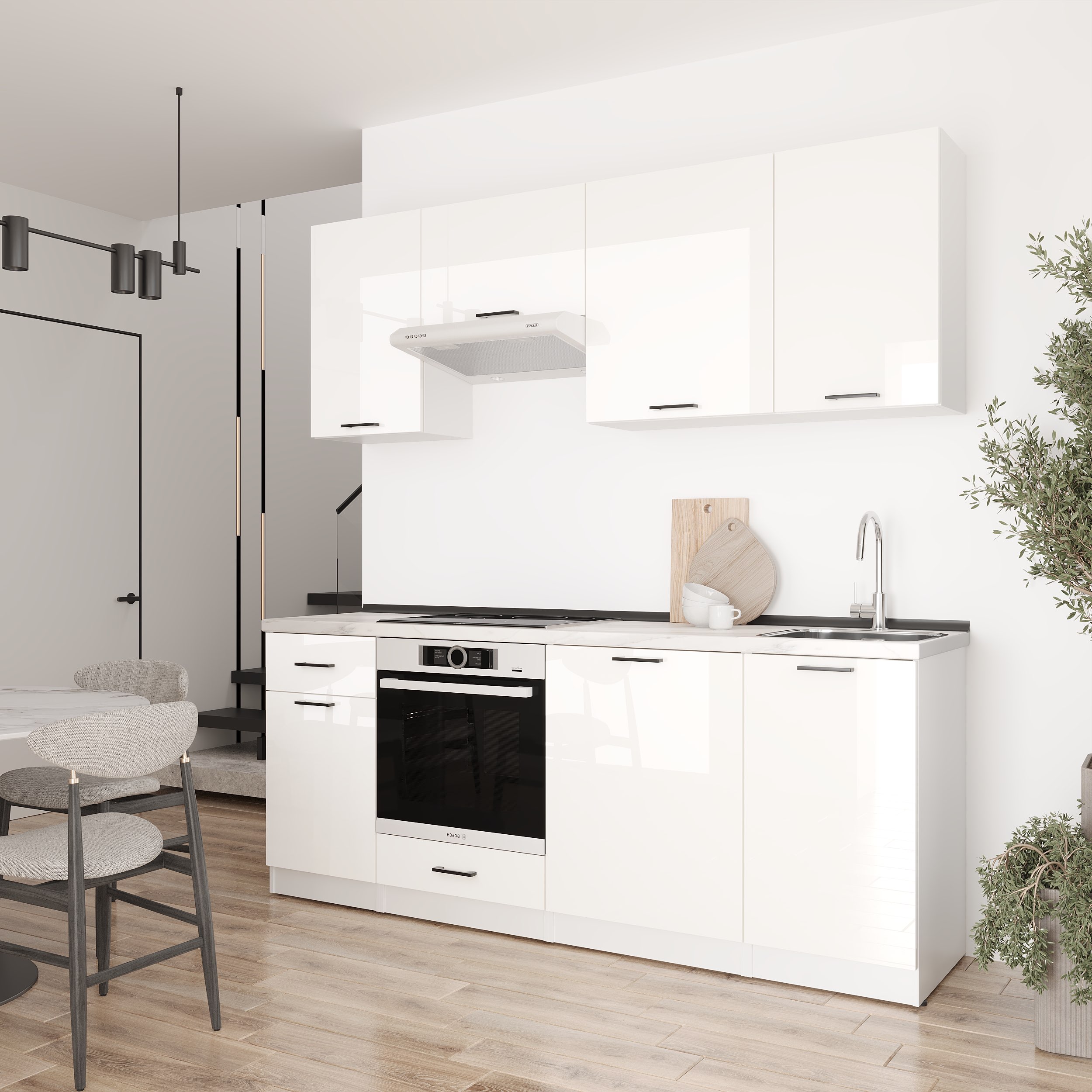 Kitchen: Laguna "C" Modern, Marble, 210 cm