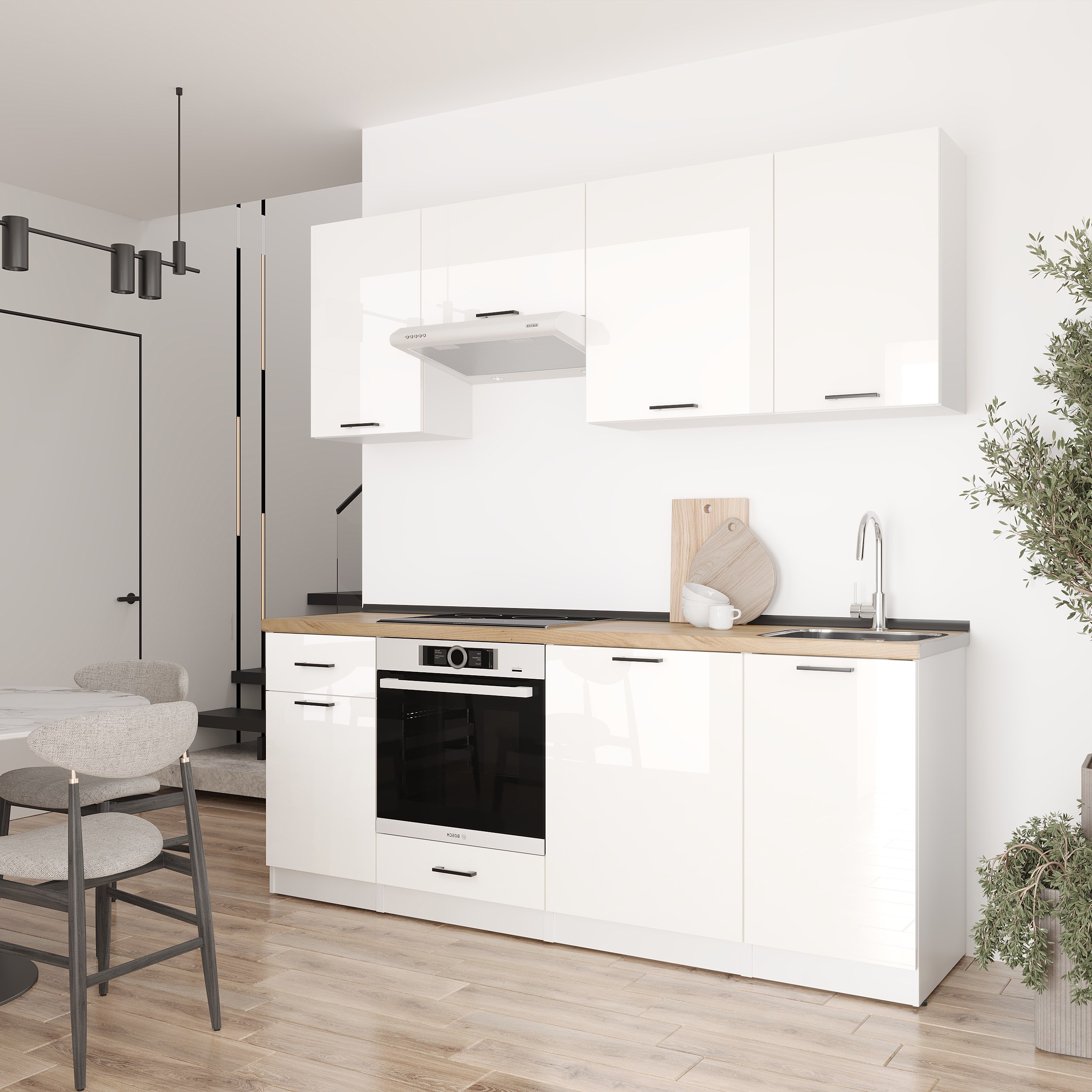 Set bucătărie: Laguna "C" Modern, Stejar Auriu, 210 cm