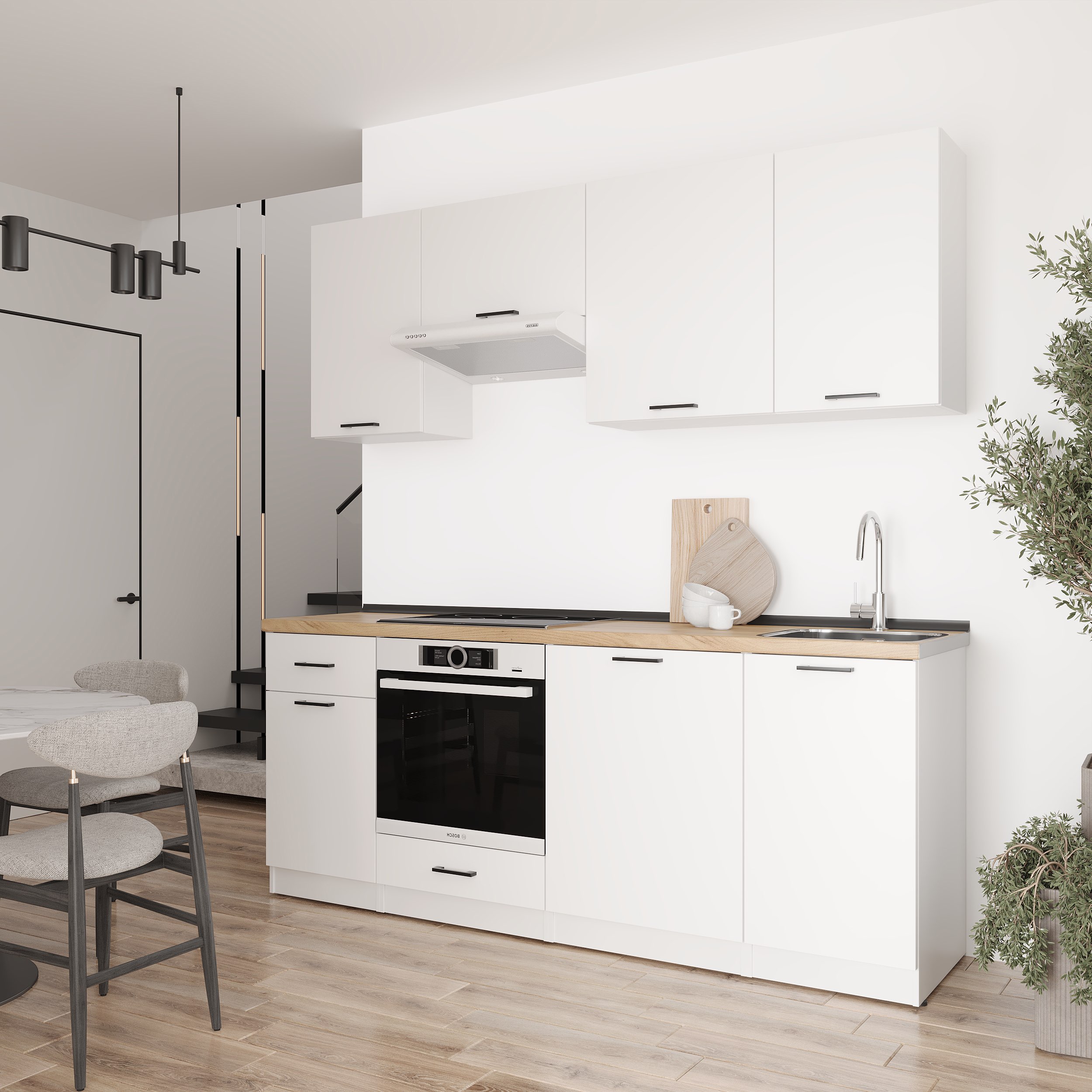 Set bucătărie: Laguna "C" Modern, Stejar Auriu, 210 cm