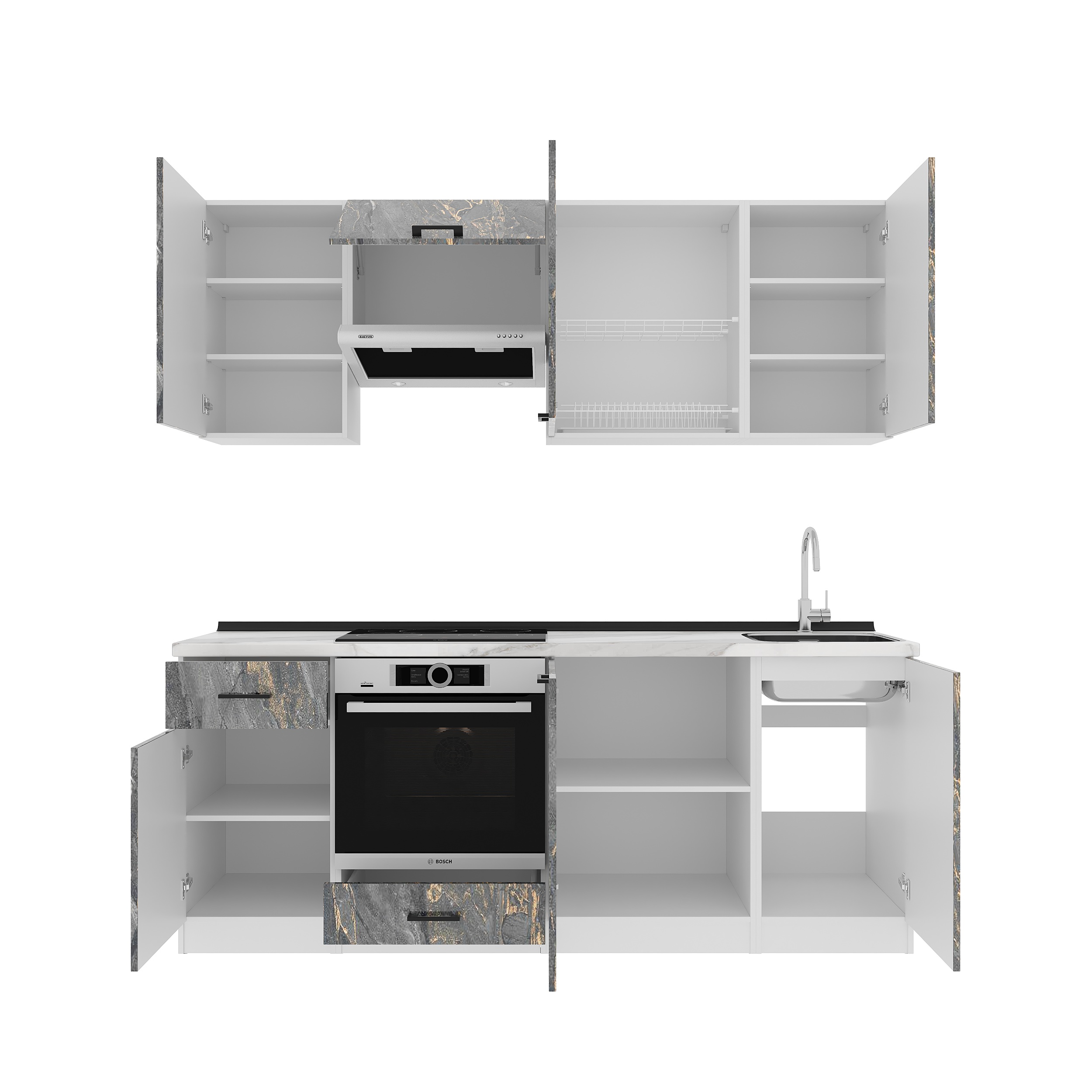 Set bucătărie: Laguna "C" Modern, Marmură, 210 cm