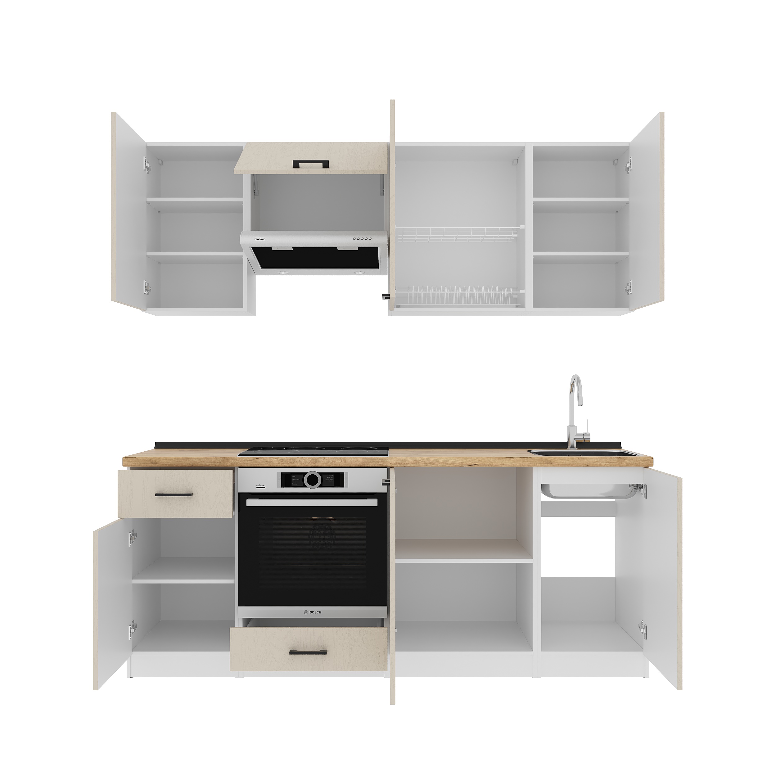 Set bucătărie: Laguna "C" Modern, Stejar Auriu, 210 cm