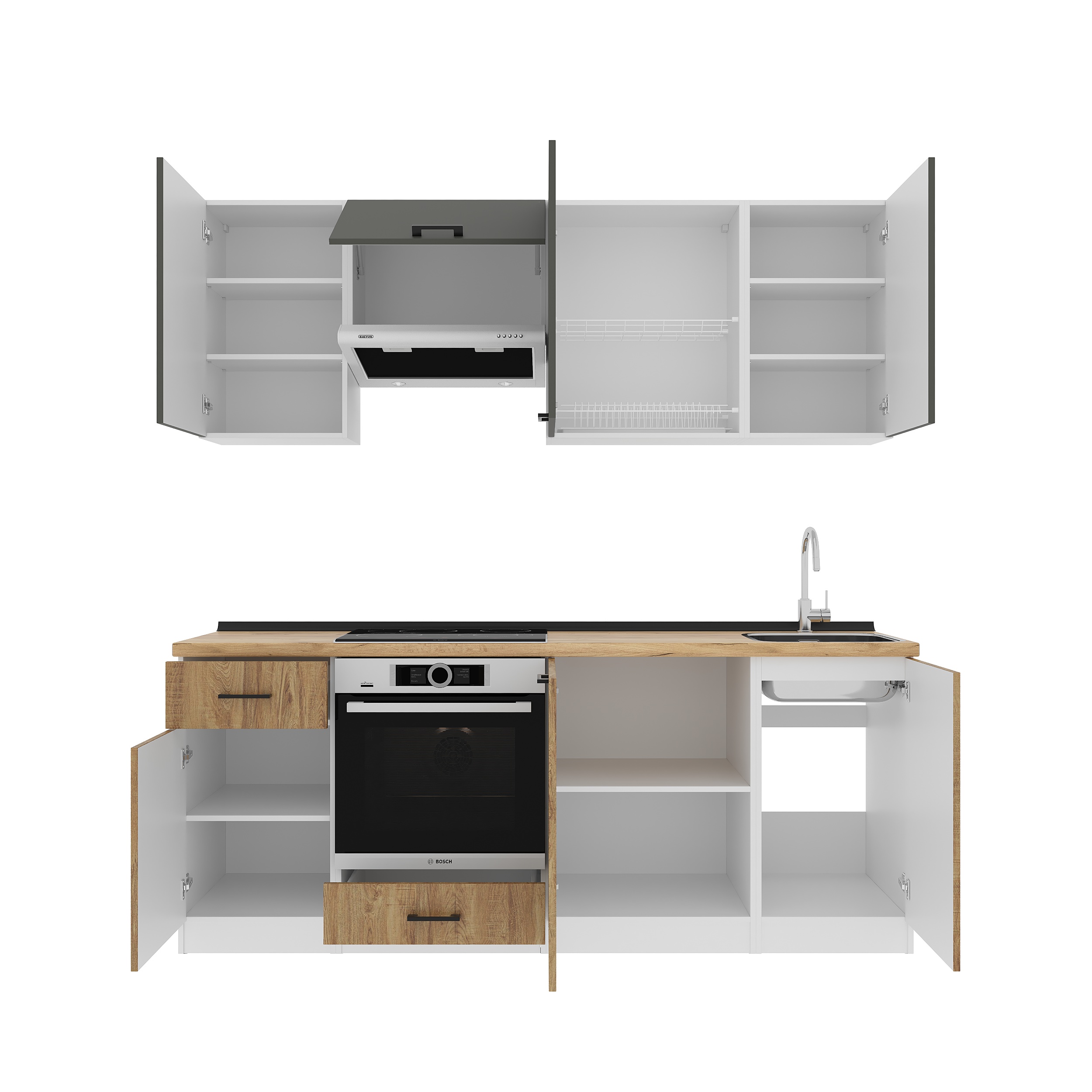 Set bucătărie: Laguna "C" Modern, Stejar Auriu, 210 cm