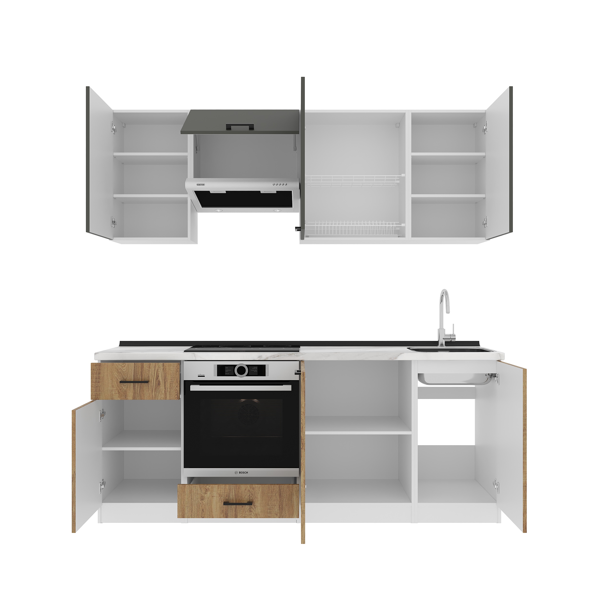 Set bucătărie: Laguna "C" Modern, Stejar Auriu, 210 cm