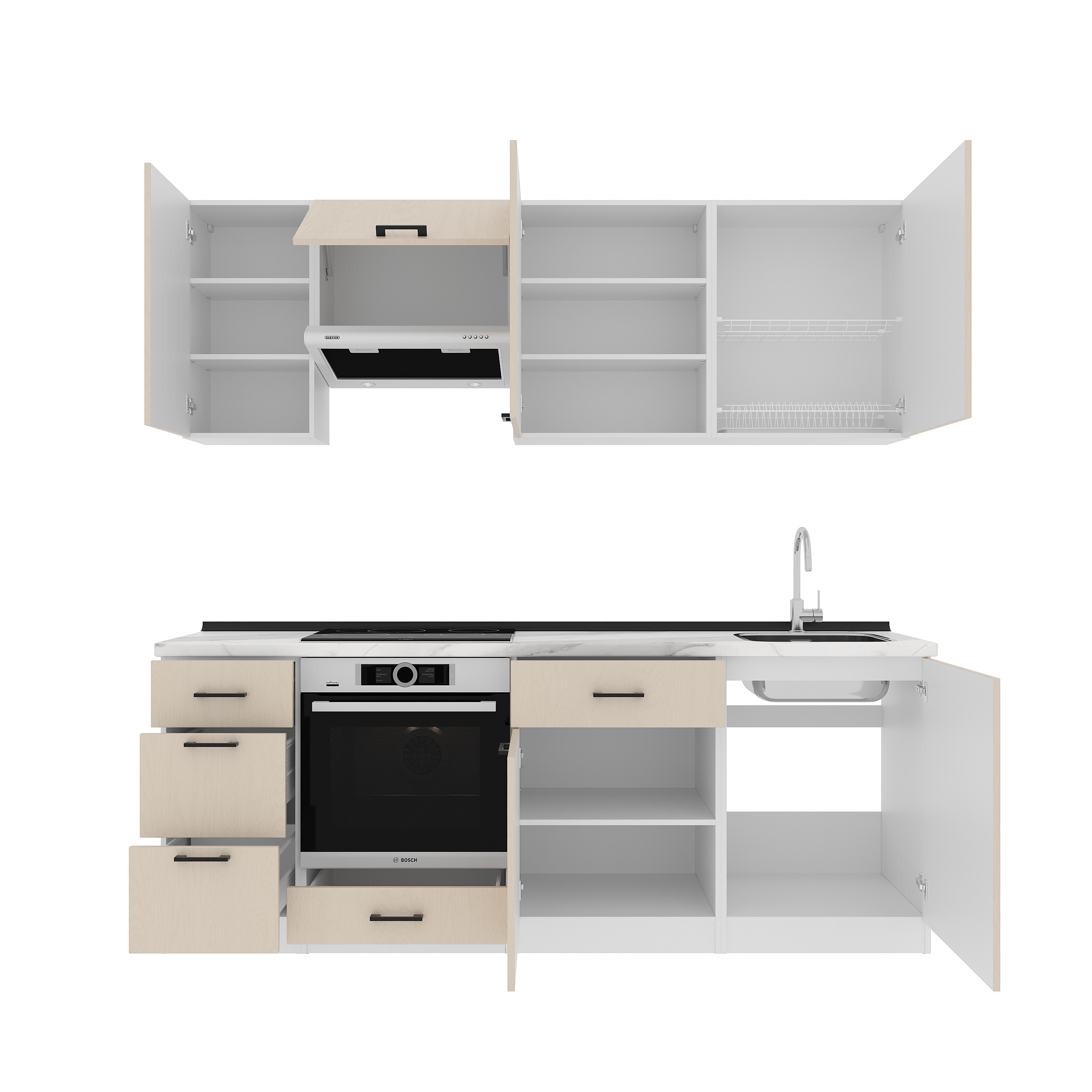 Кухонный гарнитур: Simona "A" Modern, Мрамор, 220 см