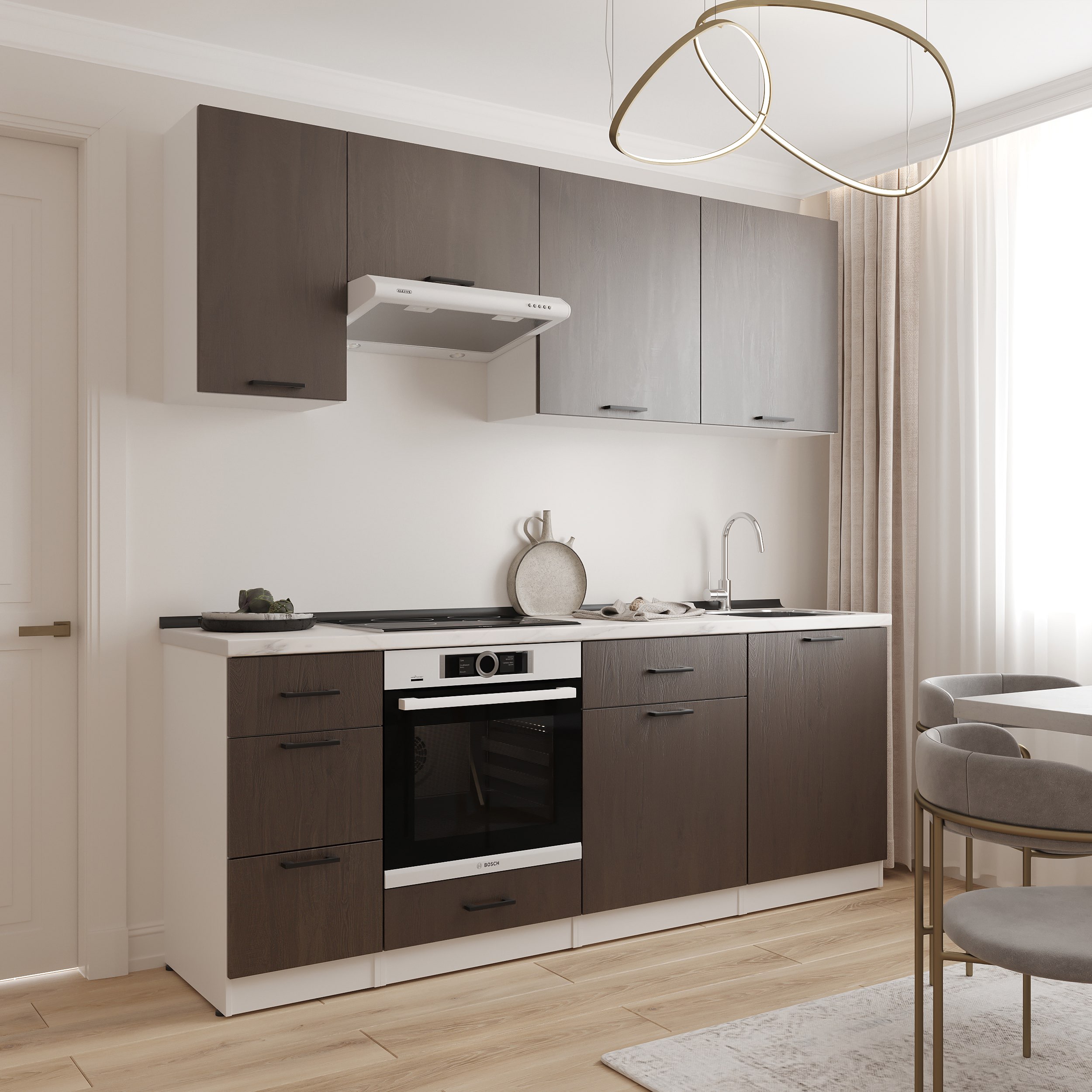 Kitchen: Simona "A" Modern, Marble, 220 cm