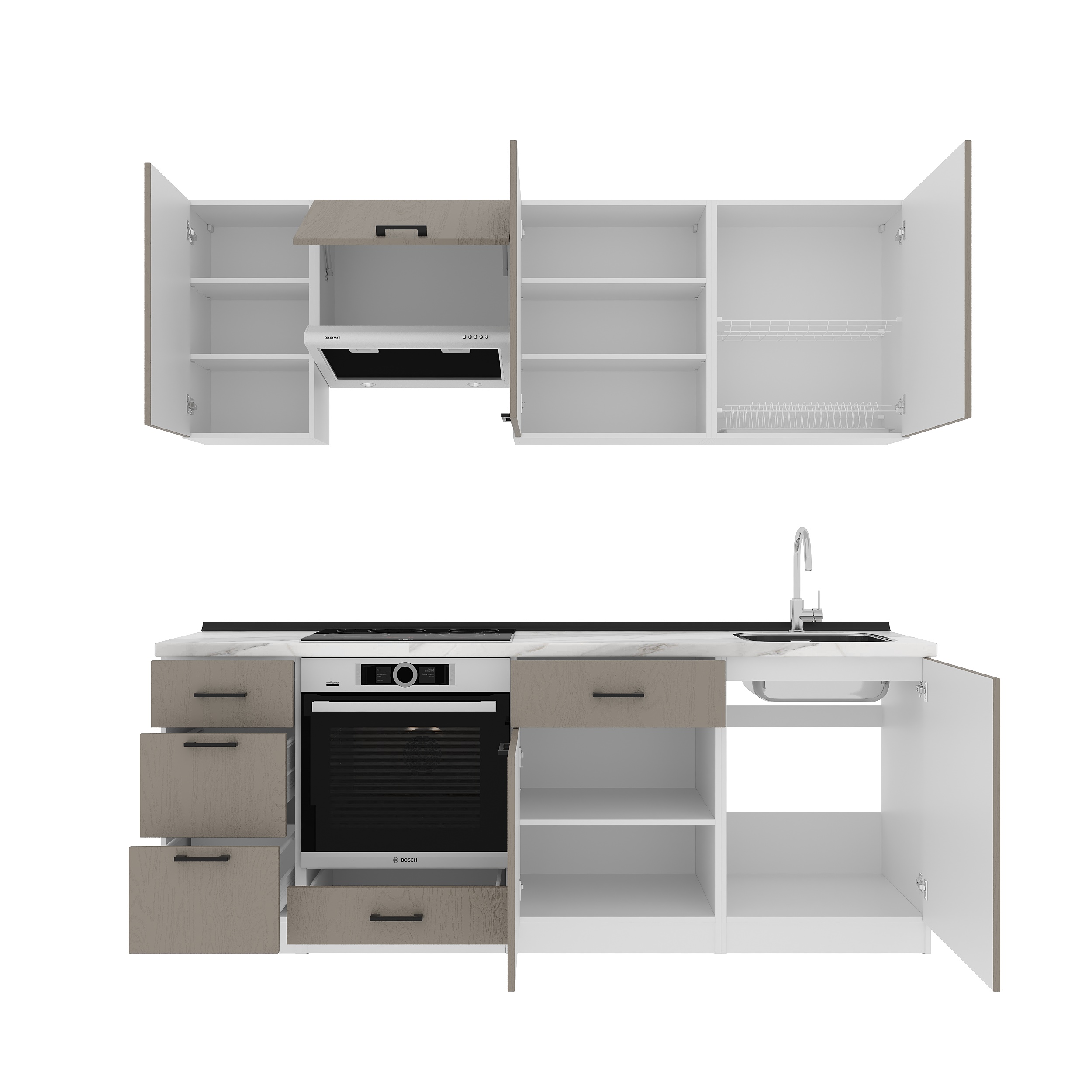 Set bucătărie: Simona "A" Modern, Marmură, 220 cm