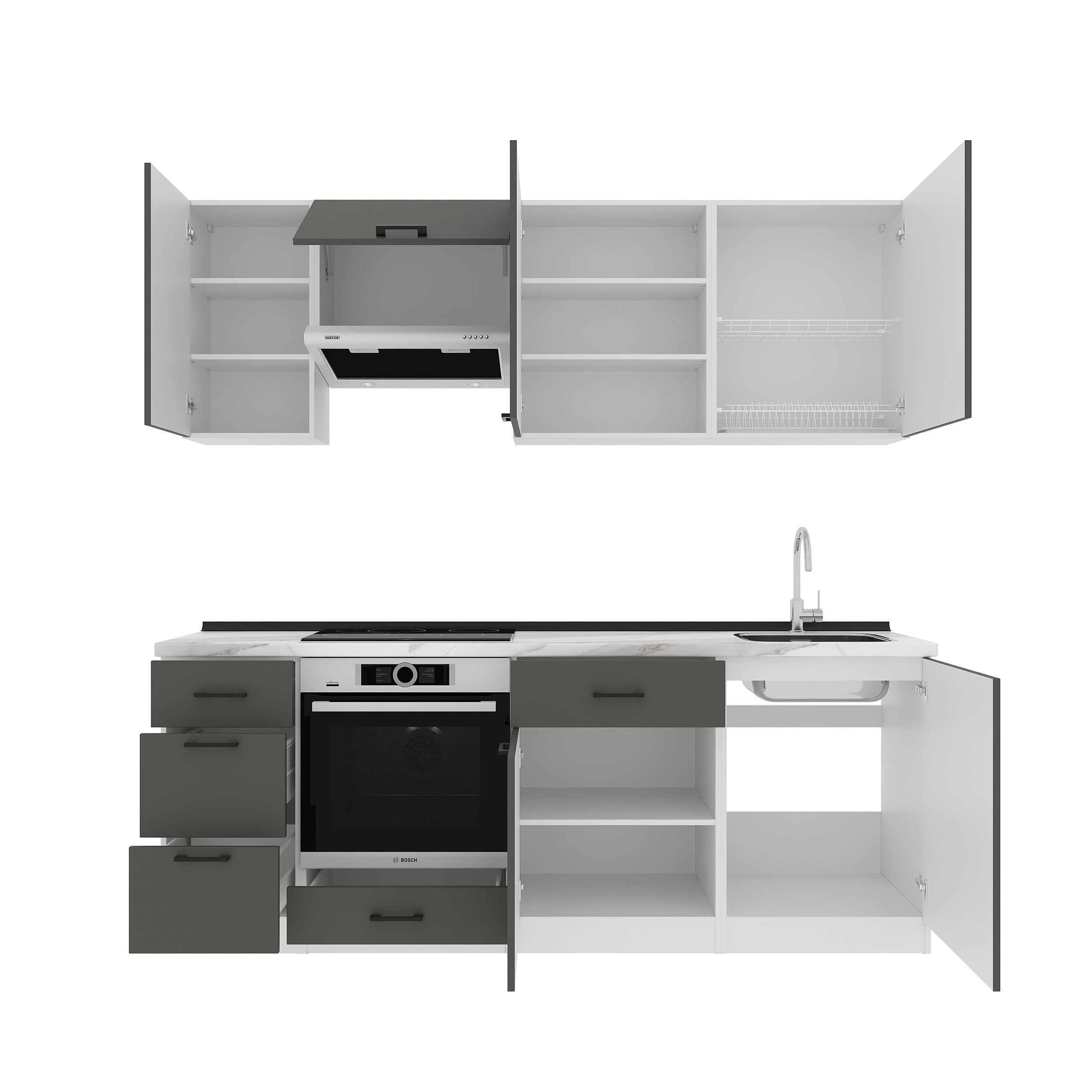 Set bucătărie: Simona "A" Modern, Marmură, 220 cm