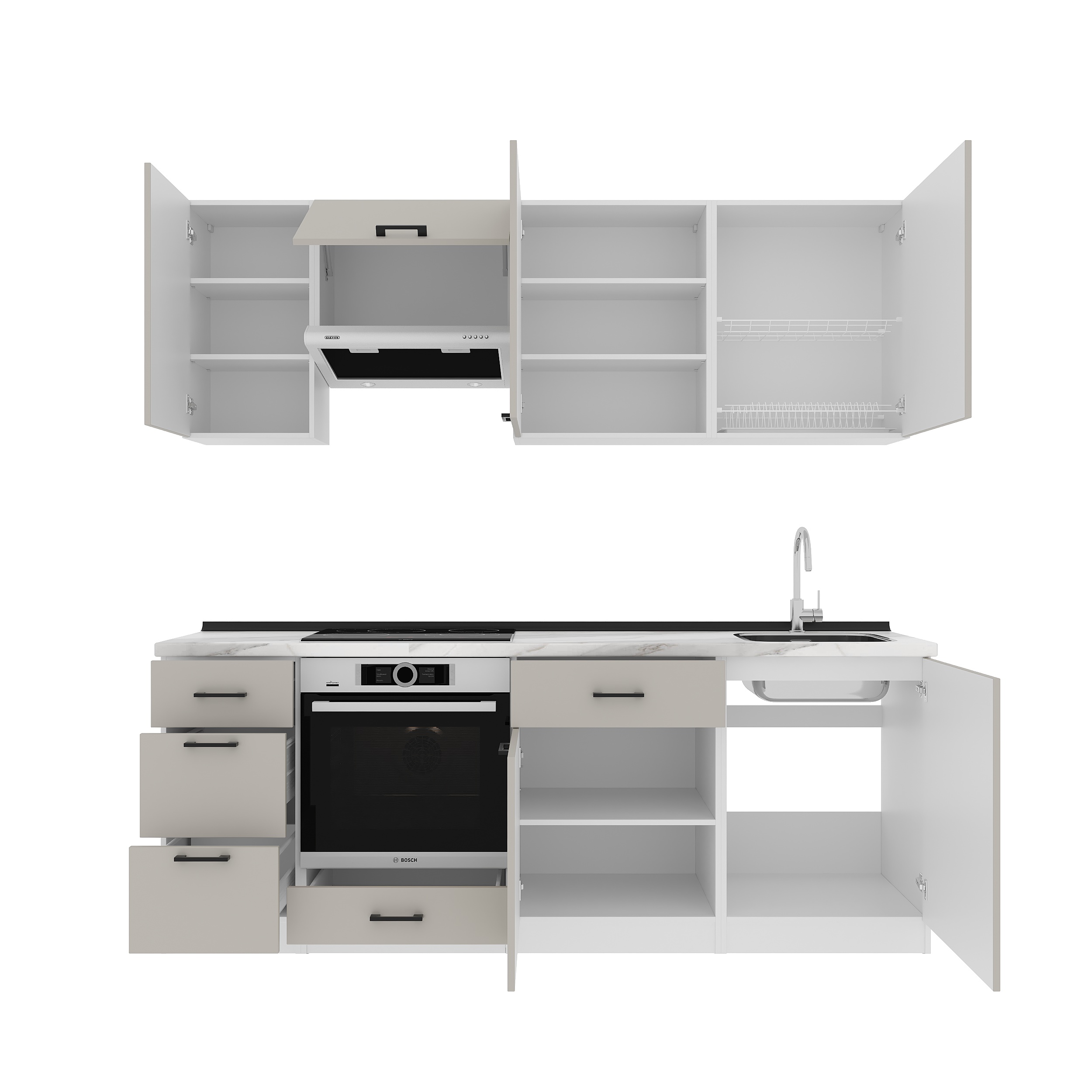 Kitchen: Simona "A" Modern, Marble, 220 cm