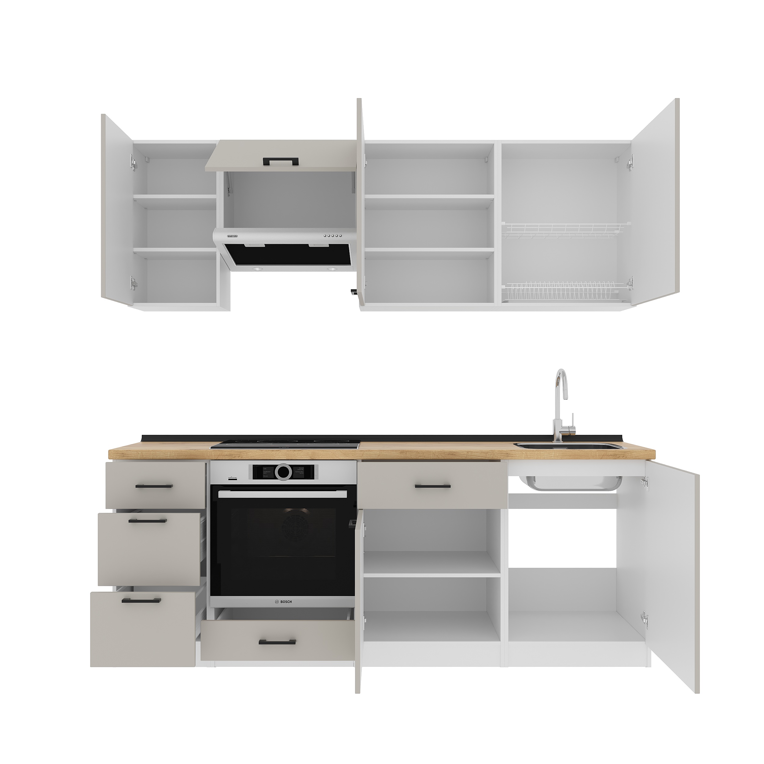 Set bucătărie: Simona "A" Modern, Stejar Auriu, 220 cm