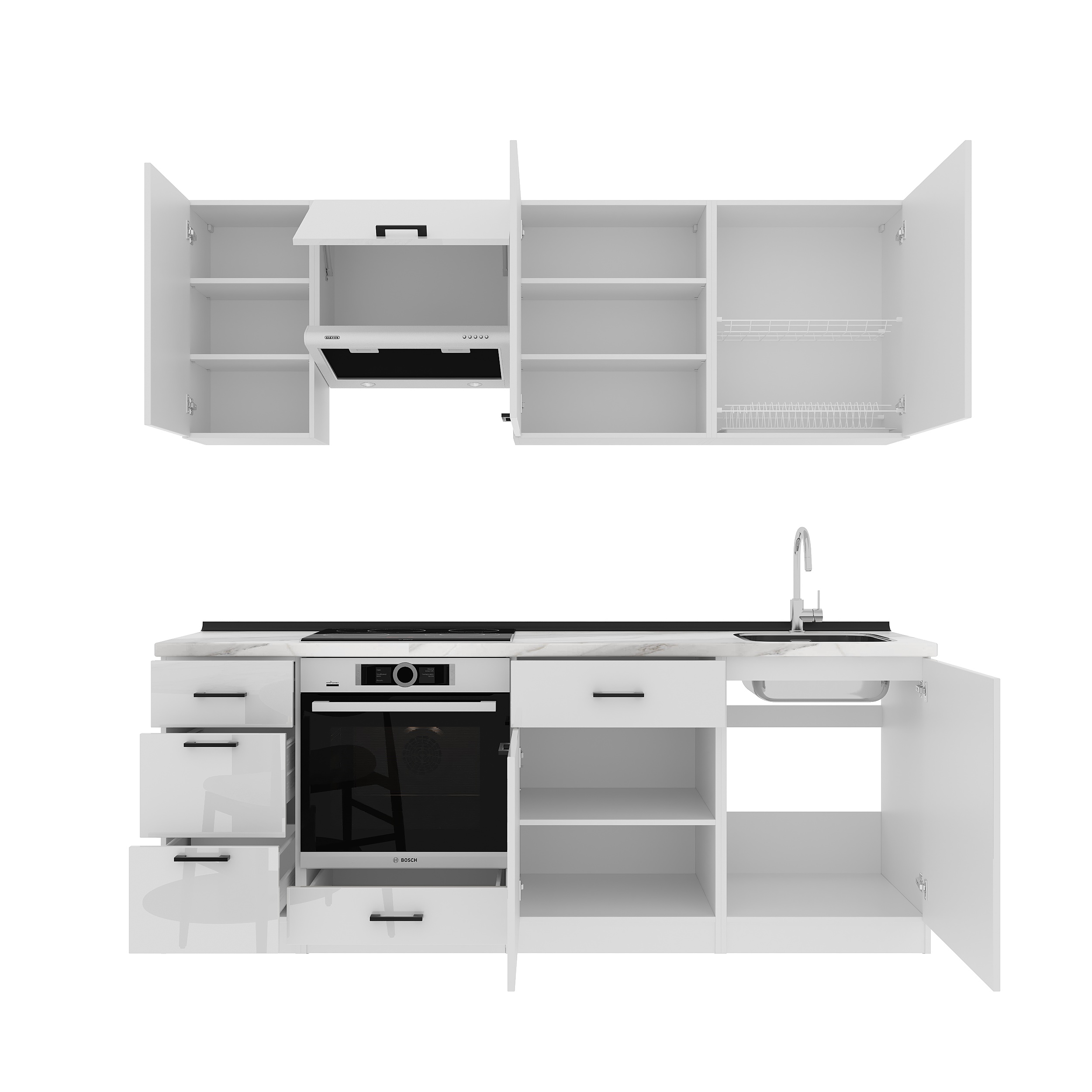 Set bucătărie: Simona "A" Modern, Marmură, 220 cm