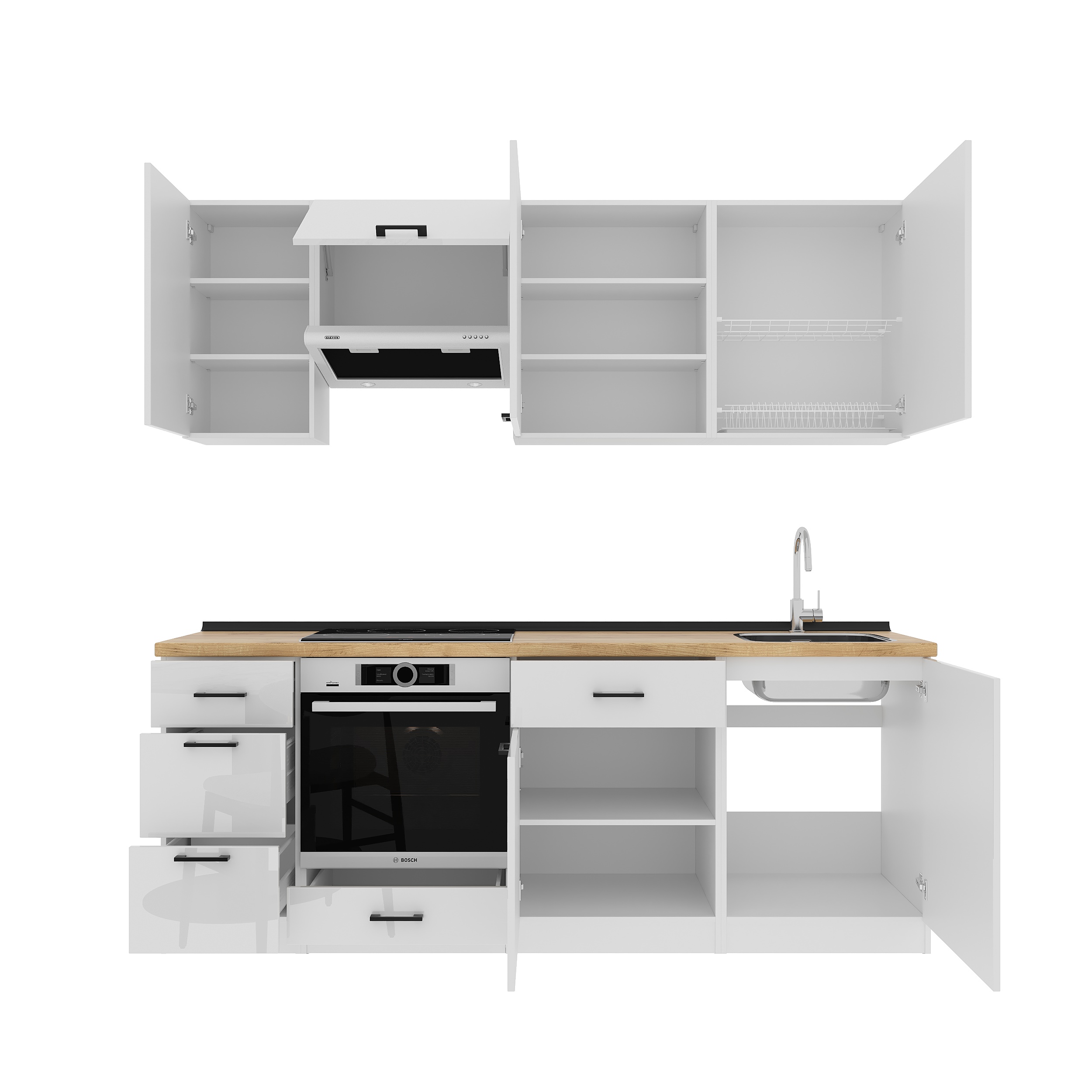 Set bucătărie: Simona "A" Modern, Stejar Auriu, 220 cm