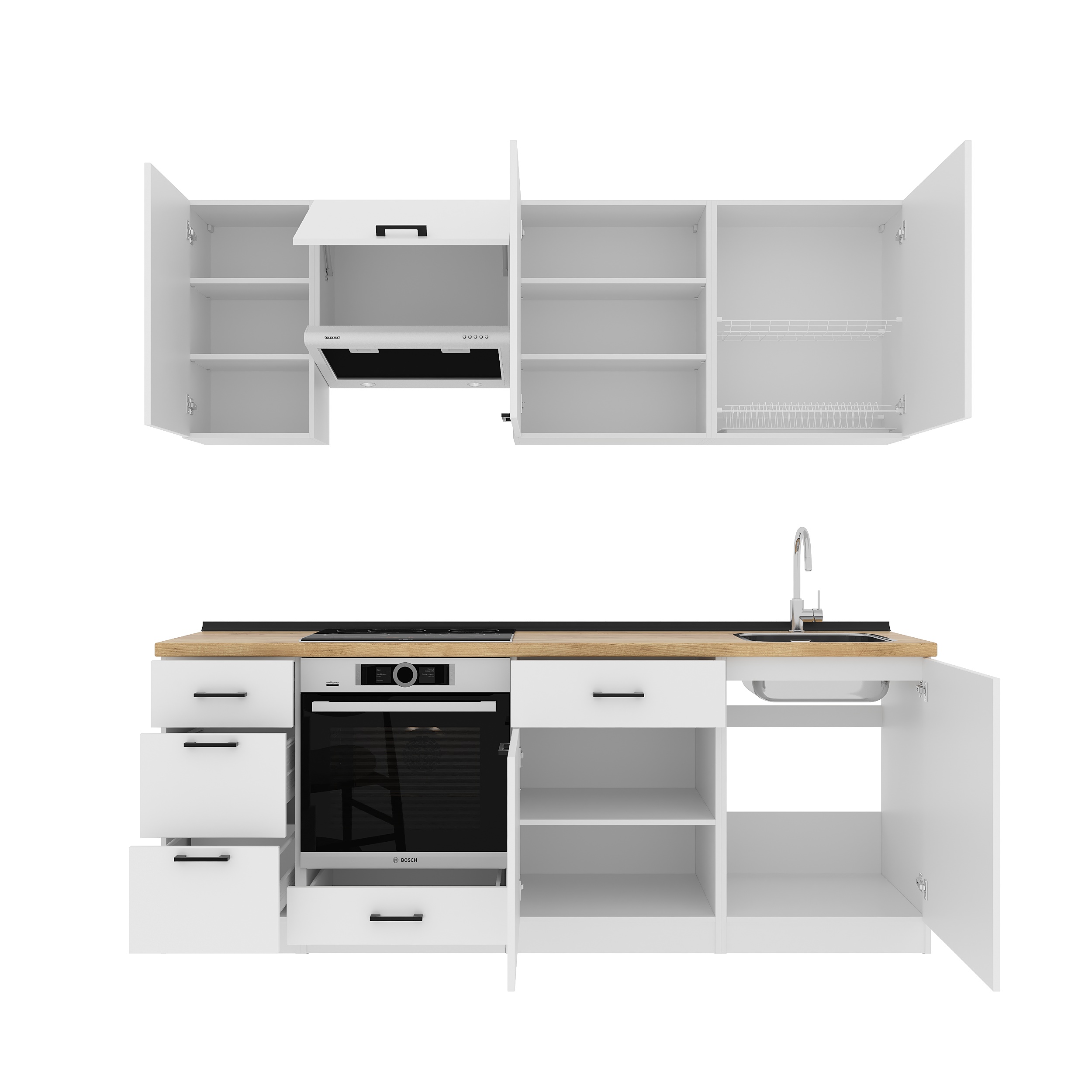 Set bucătărie: Simona "A" Modern, Stejar Auriu, 220 cm