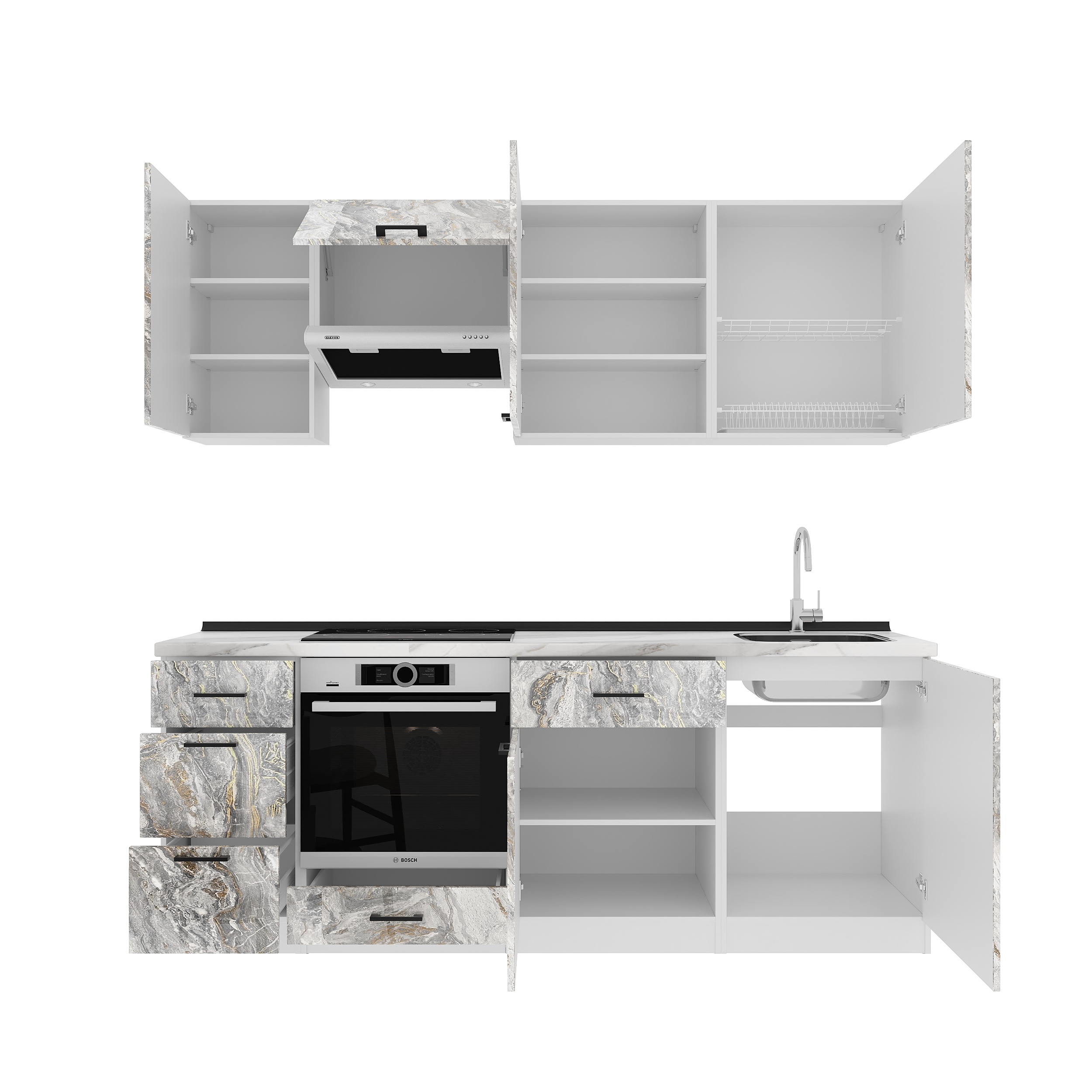 Set bucătărie: Simona "A" Modern, Marmură, 220 cm