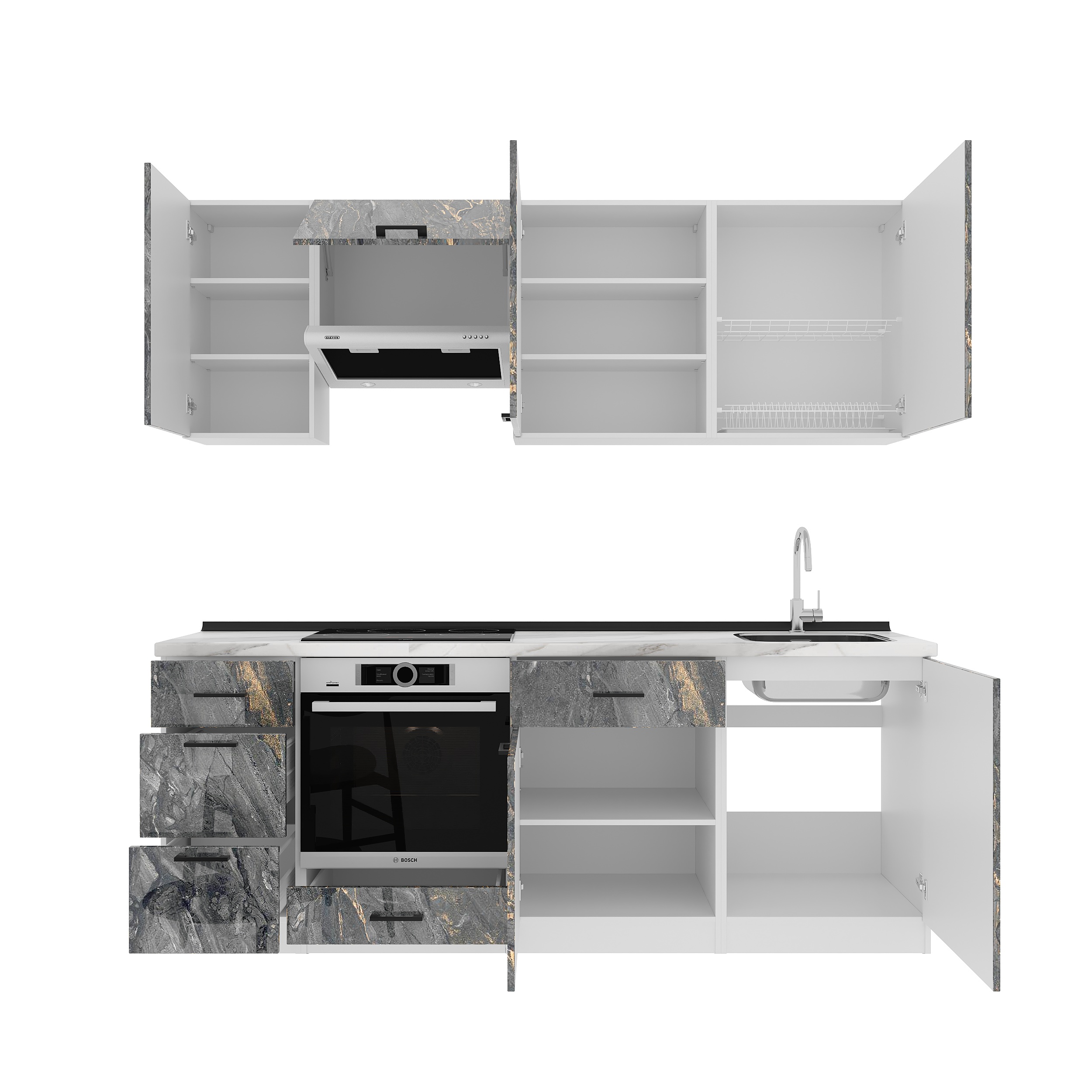 Set bucătărie: Simona "A" Modern, Marmură, 220 cm