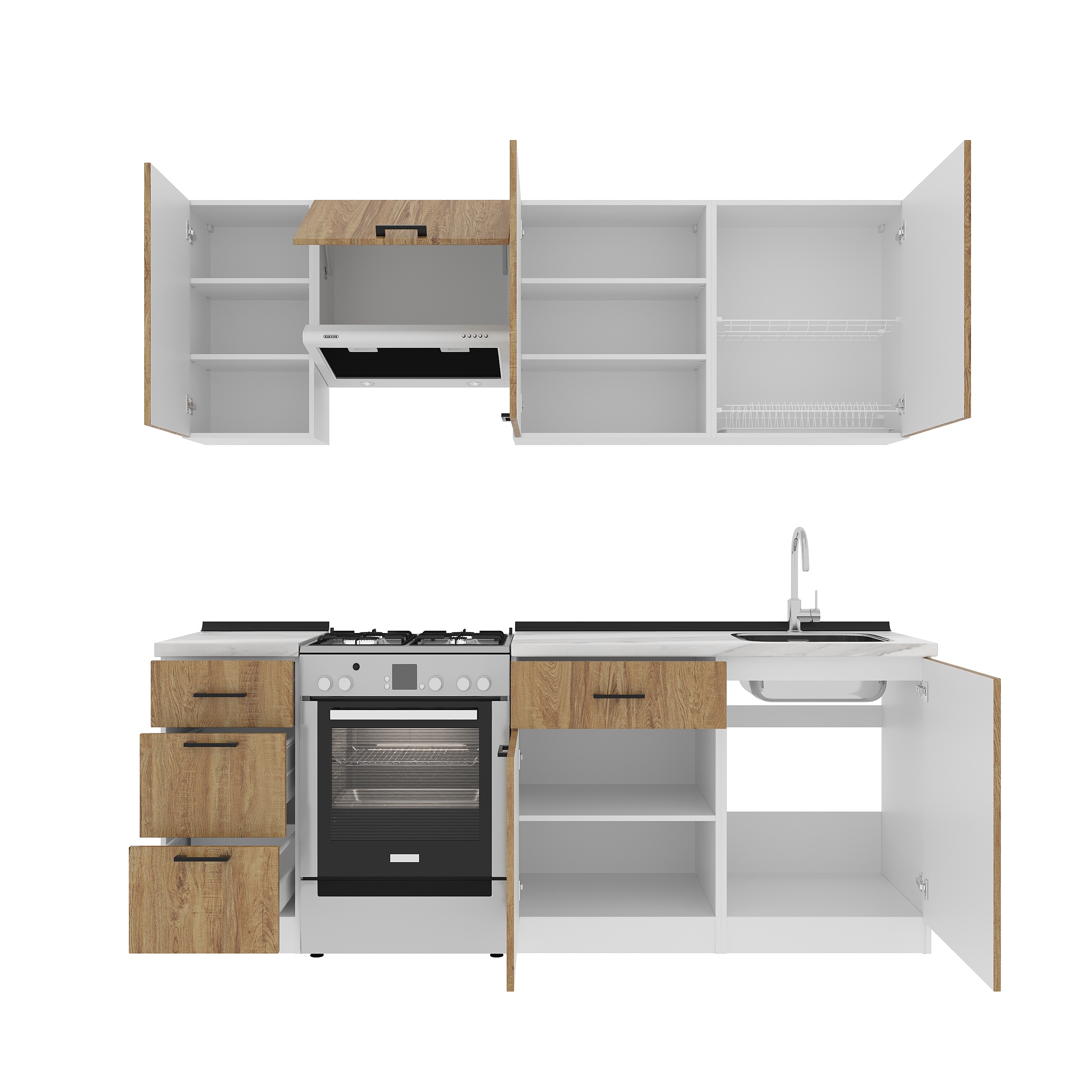 Kitchen: Simona "B" Modern, Marble, 220 cm