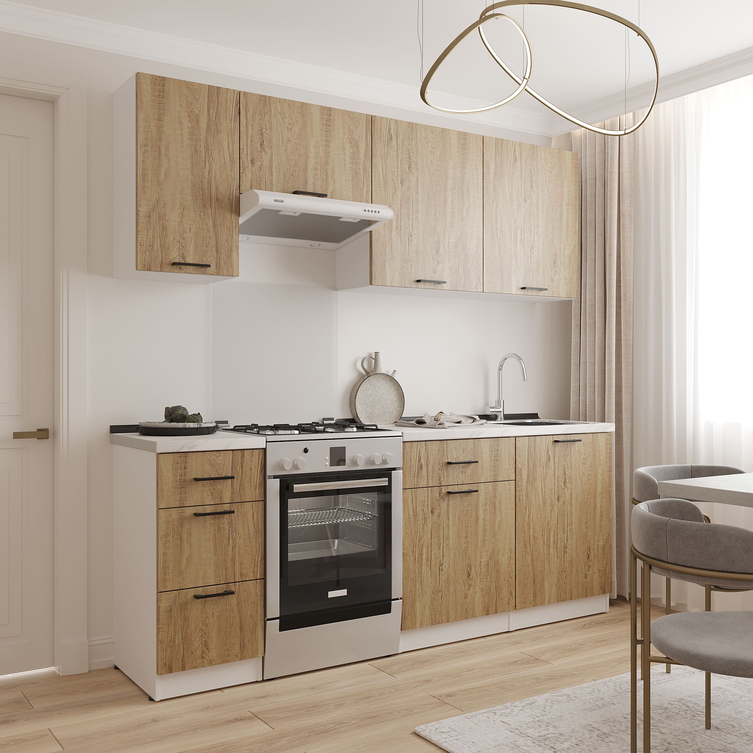 Kitchen: Simona "B" Modern, Marble, 220 cm
