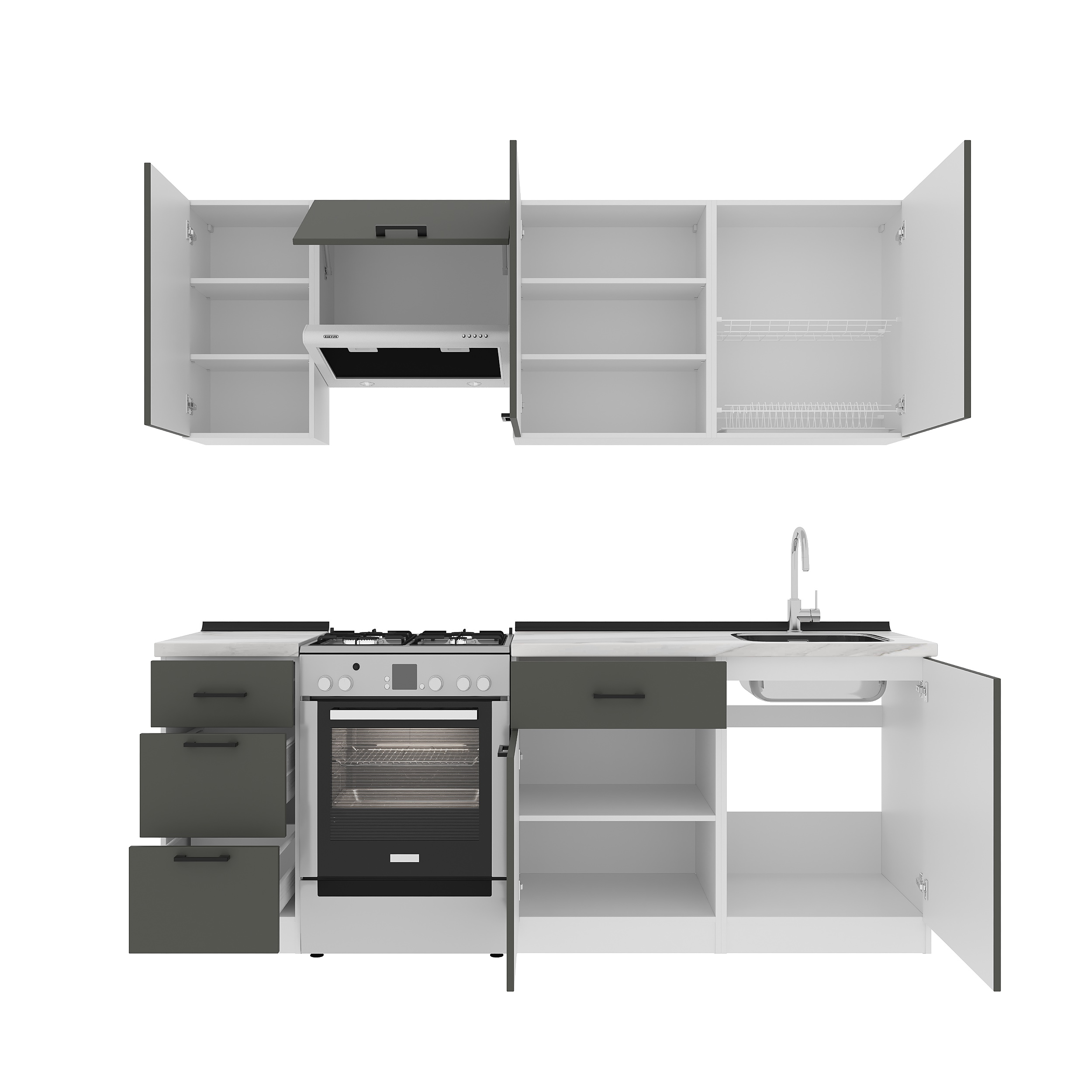 Set bucătărie: Simona "B" Modern, Marmură, 220 cm