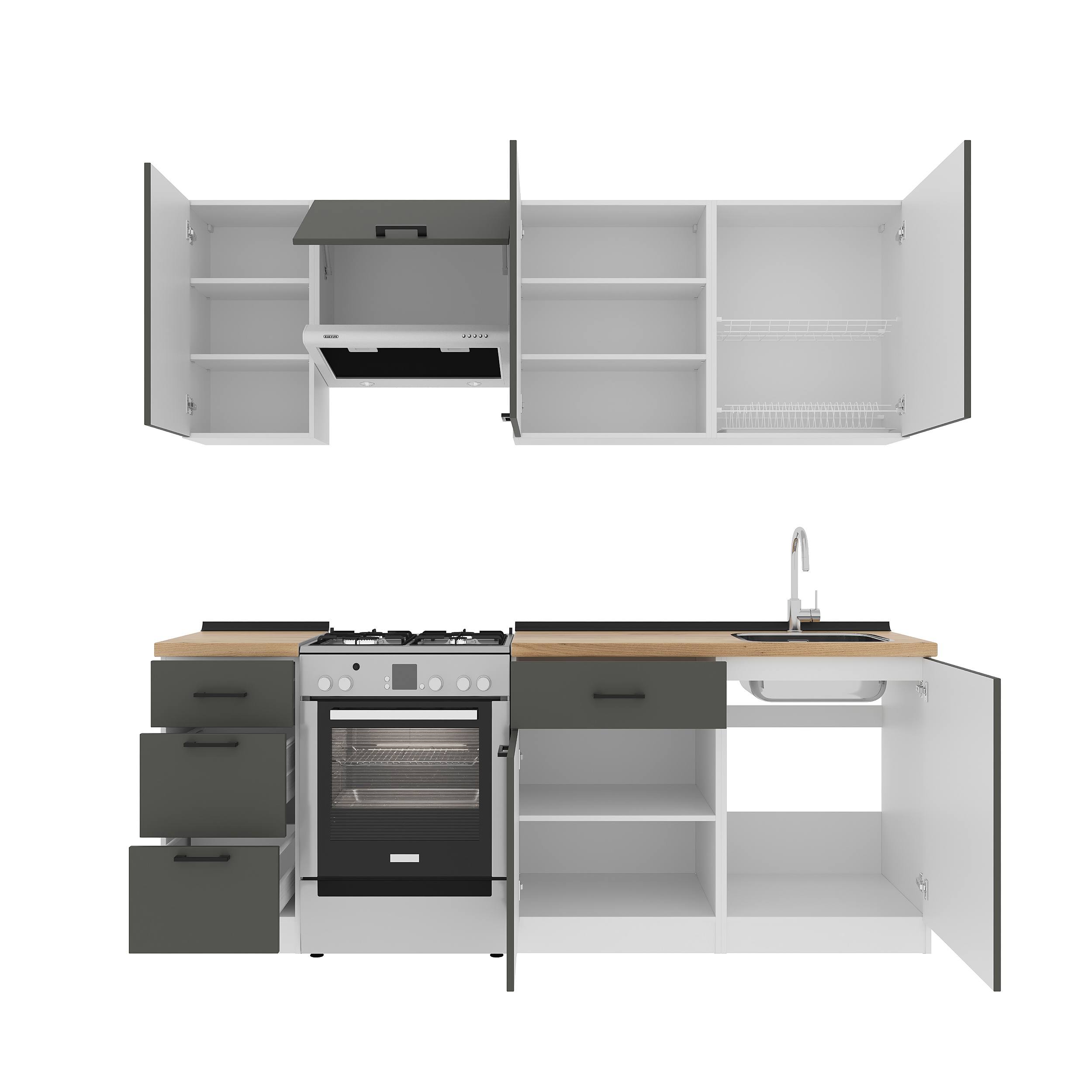 Set bucătărie: Simona "B" Modern, Stejar Auriu, 220 cm