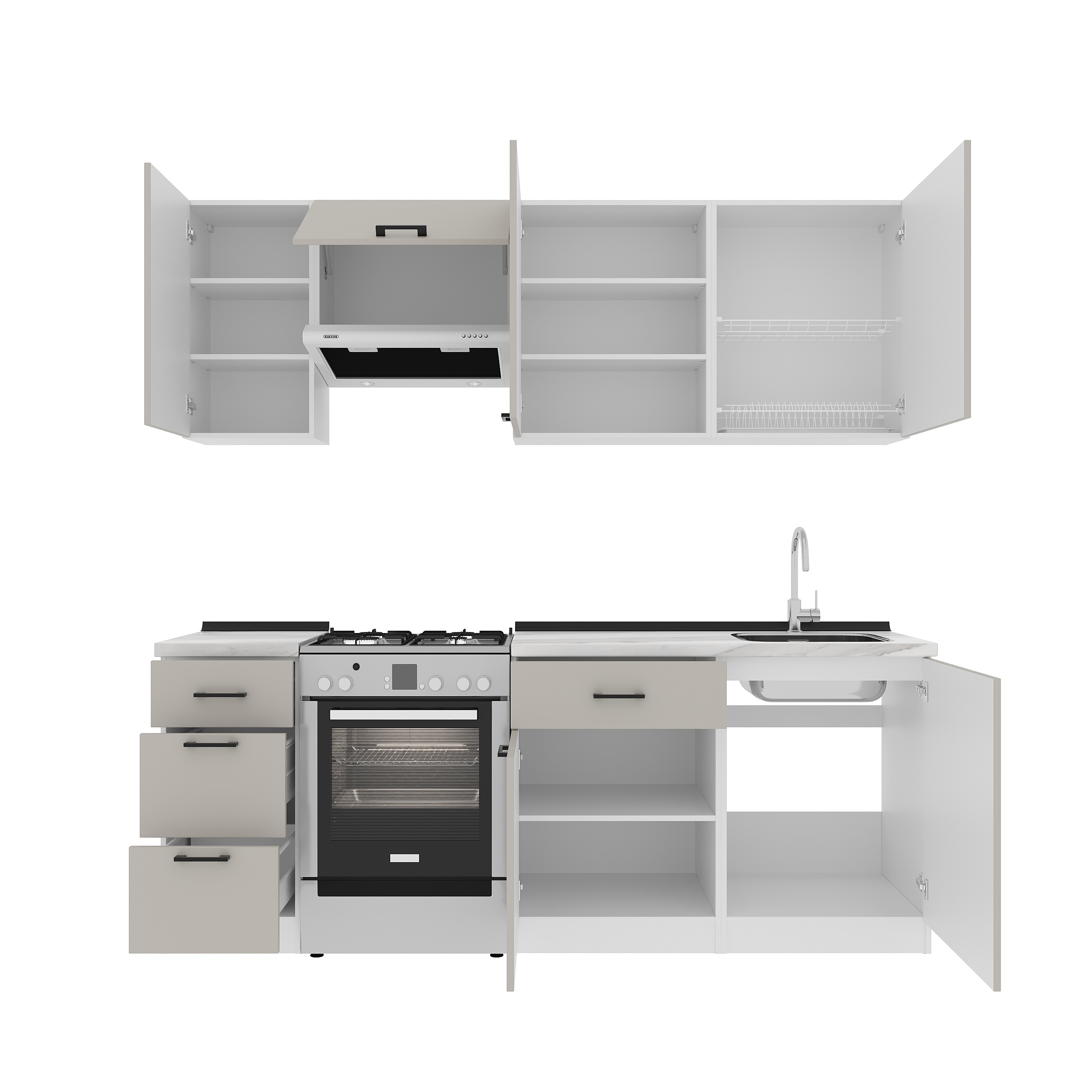 Set bucătărie: Simona "B" Modern, Marmură, 220 cm