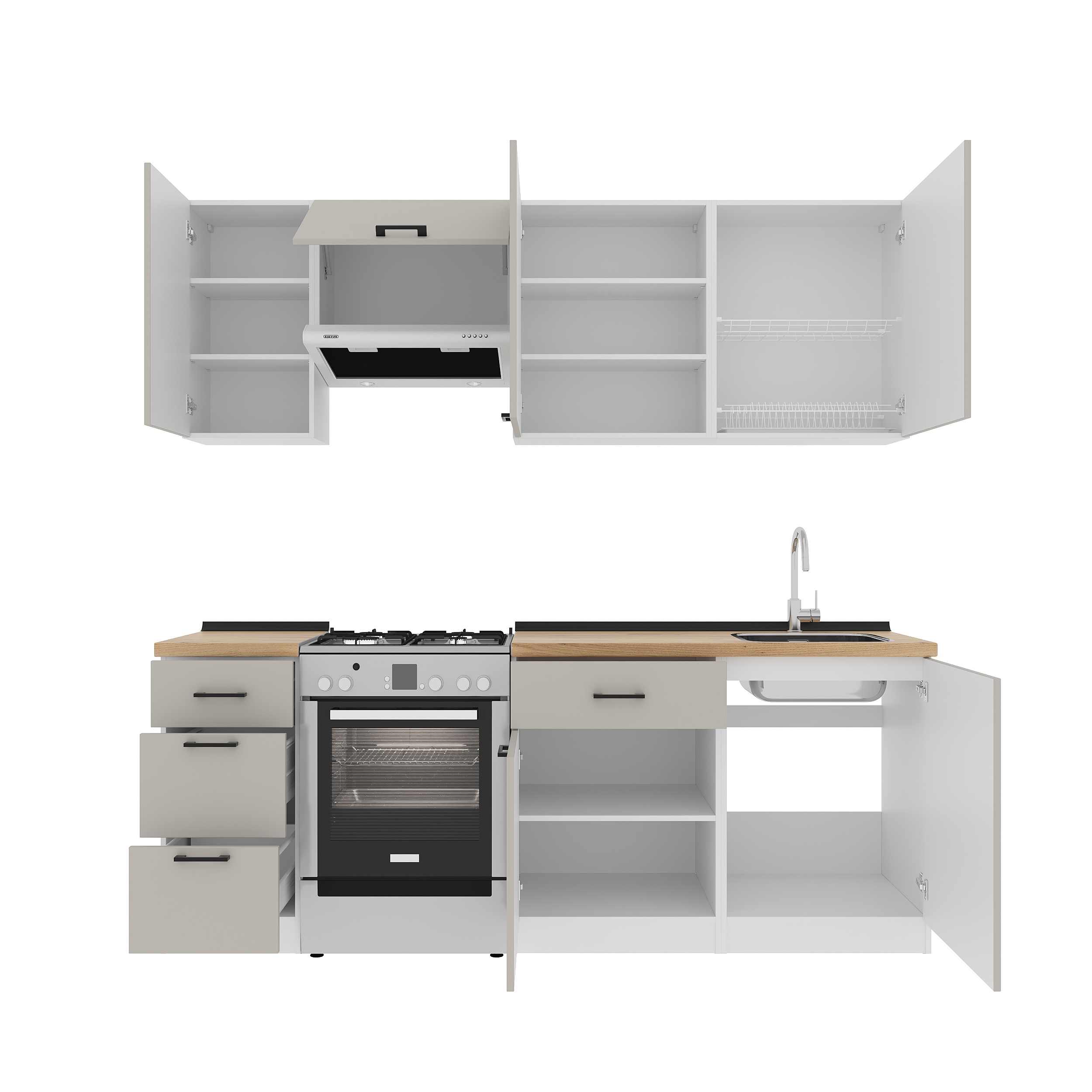 Set bucătărie: Simona "B" Modern, Stejar Auriu, 220 cm