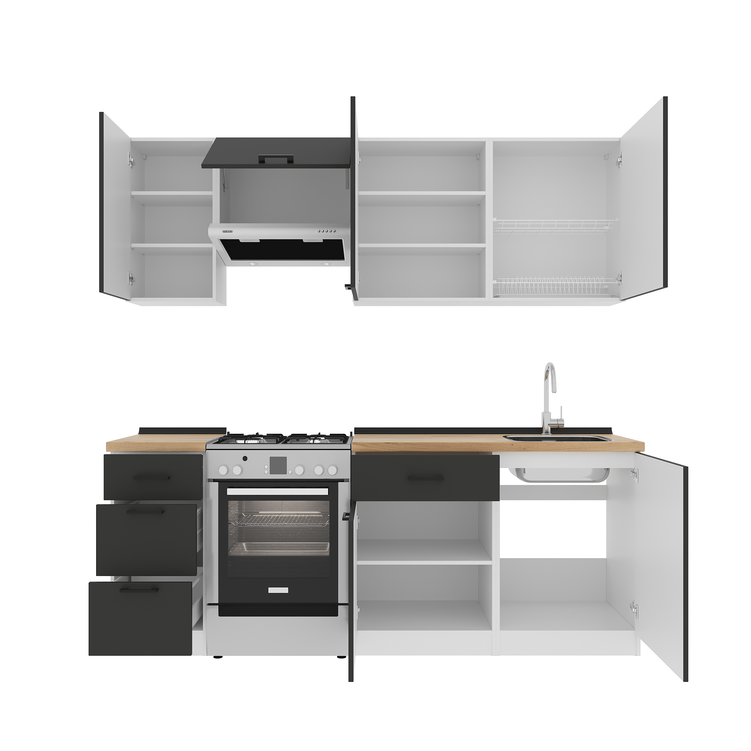 Set bucătărie: Simona "B" Modern, Stejar Auriu, 220 cm