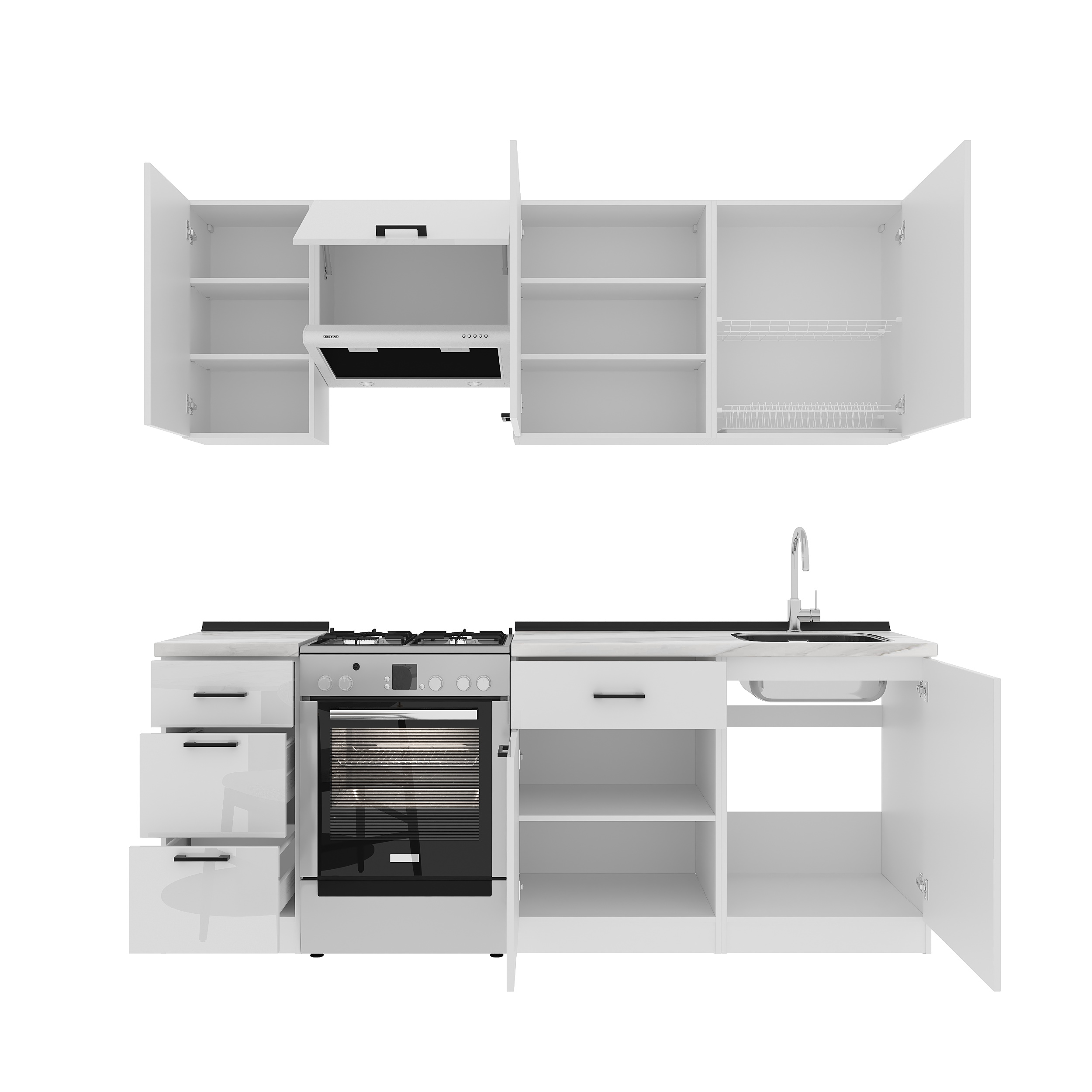 Set bucătărie: Simona "B" Modern, Marmură, 220 cm