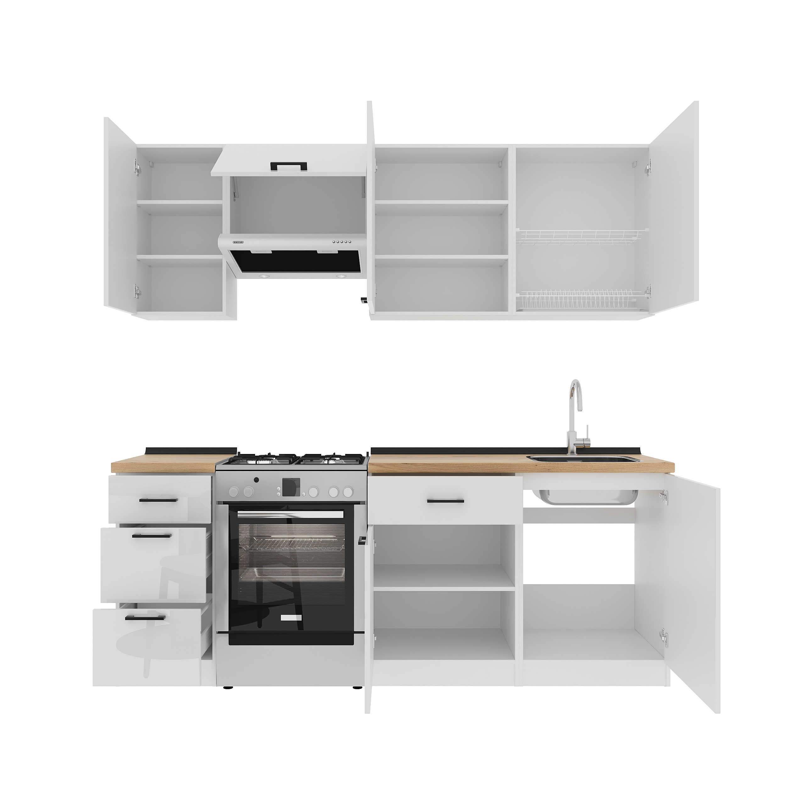 Set bucătărie: Simona "B" Modern, Stejar Auriu, 220 cm