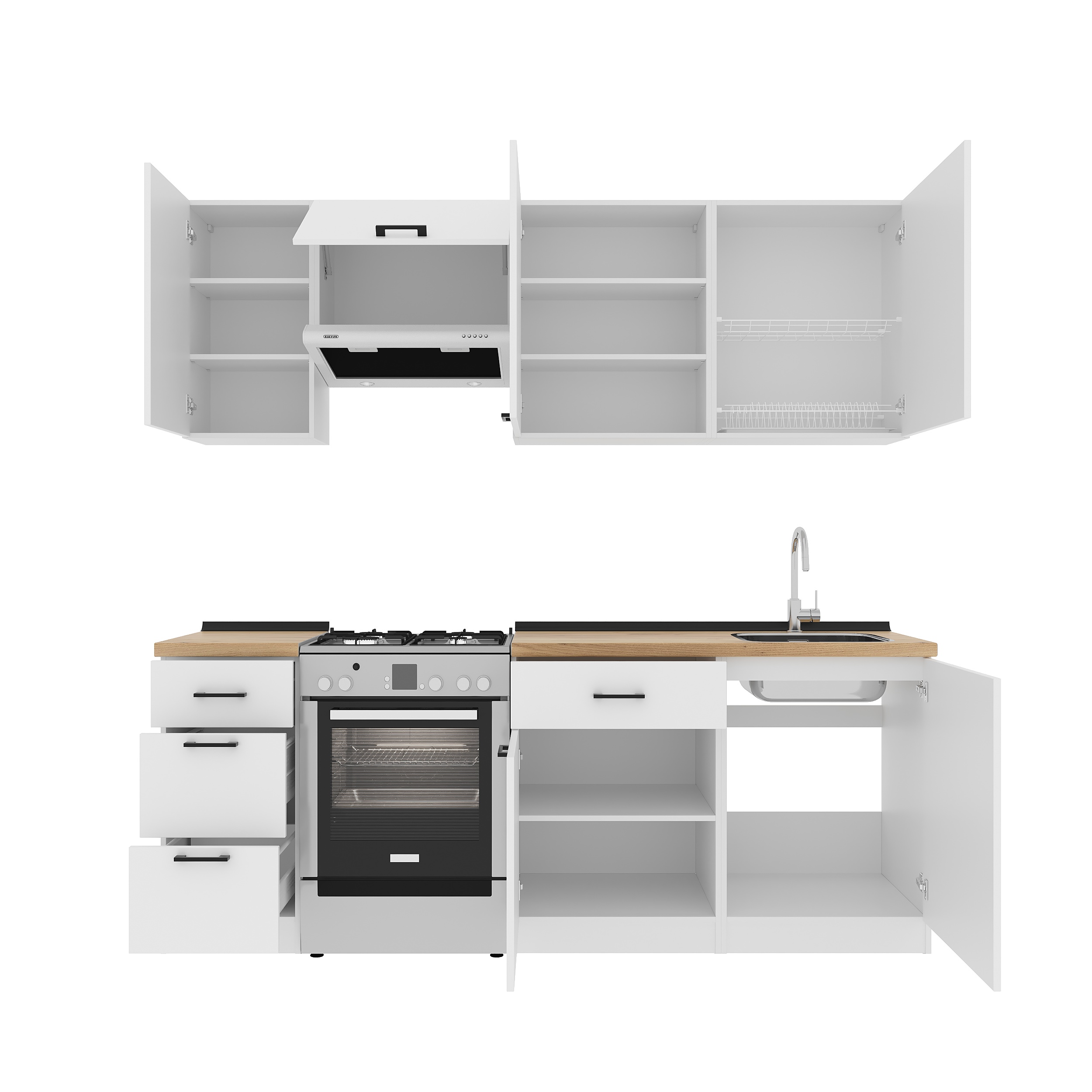 Set bucătărie: Simona "B" Modern, Stejar Auriu, 220 cm