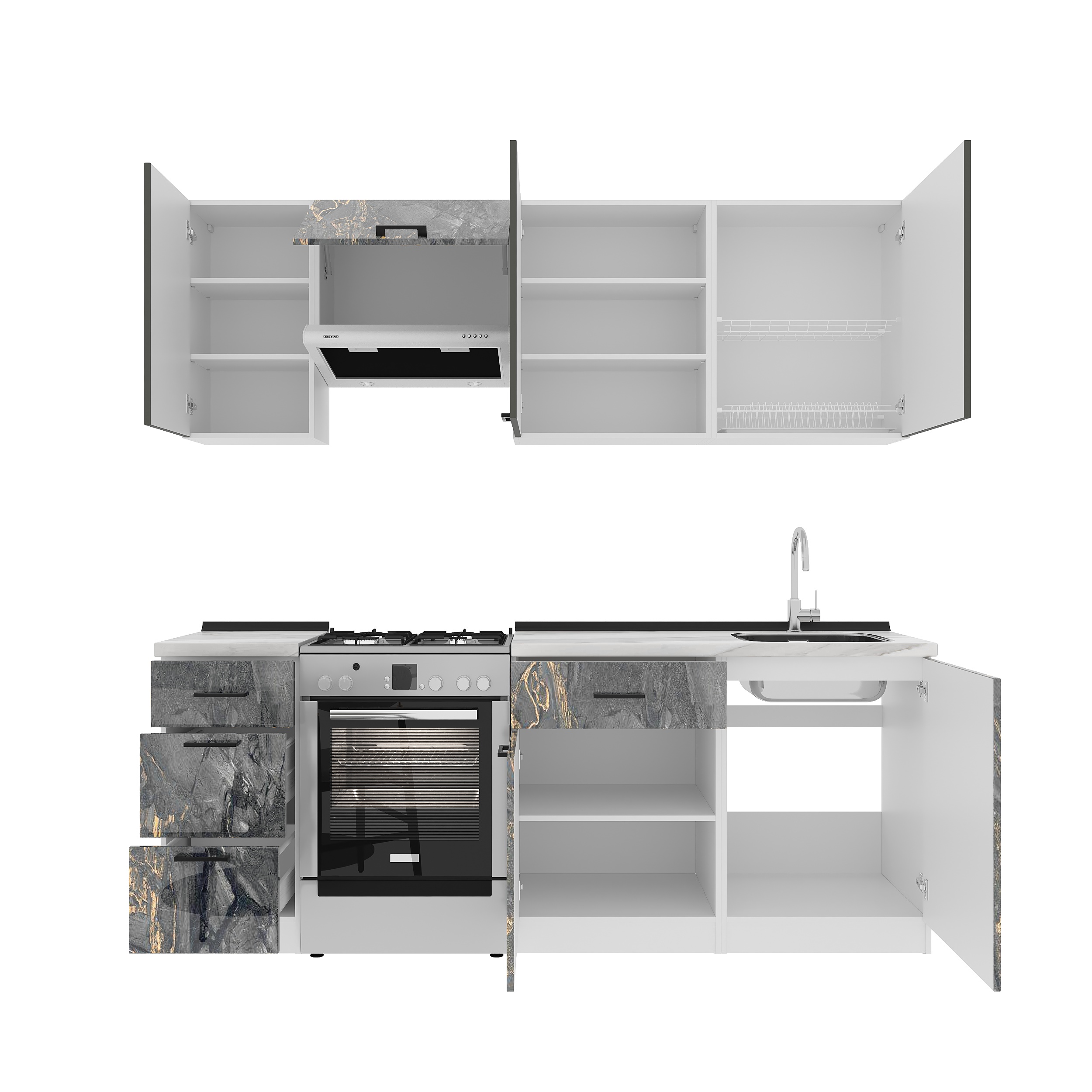 Set bucătărie: Simona "B" Modern, Marmură, 220 cm