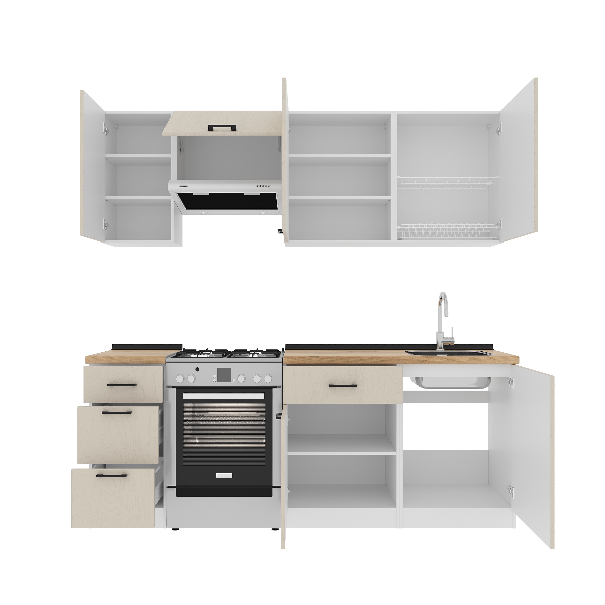 Set bucătărie: Simona "B" Modern, Stejar Auriu, 220 cm