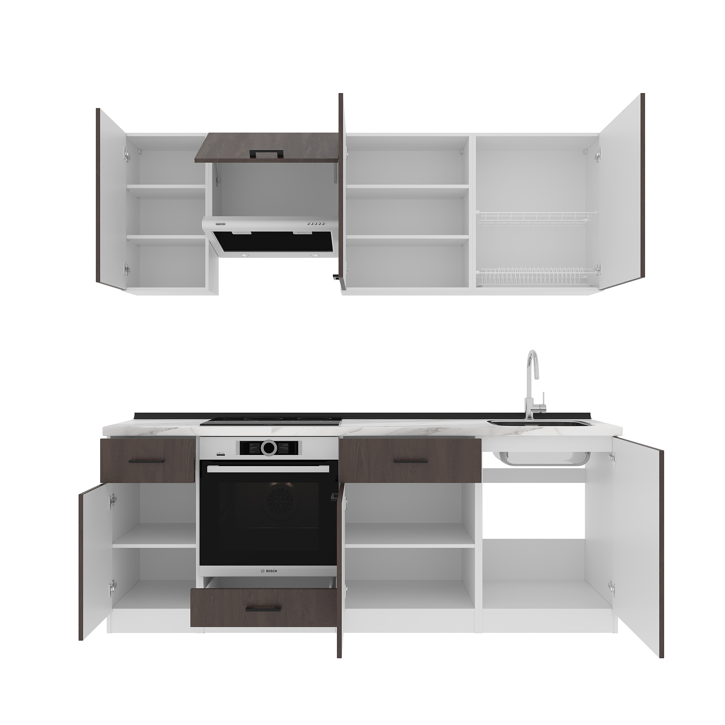 Kitchen: Simona "C" Modern, Marble, 220 cm