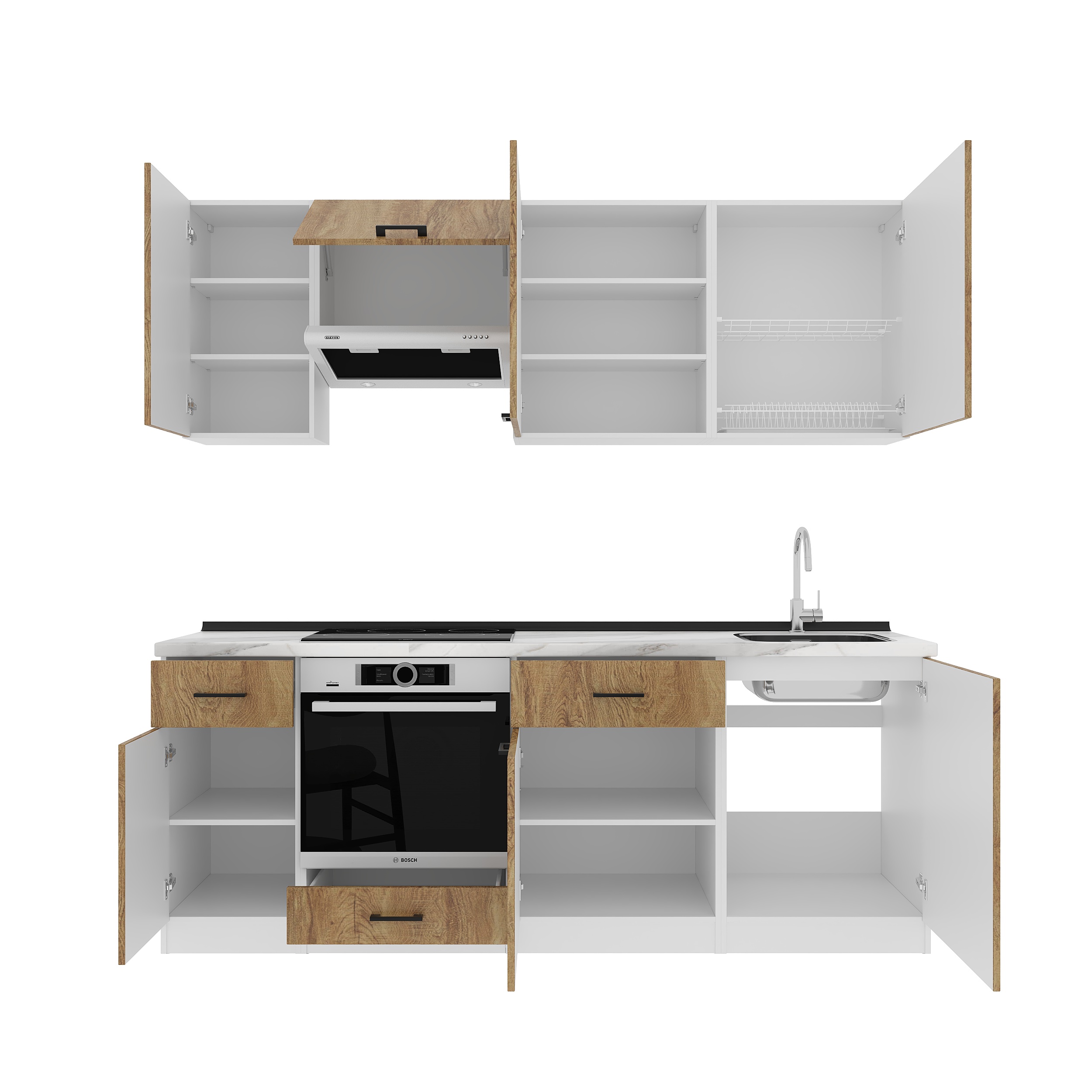 Kitchen: Simona "C" Modern, Marble, 220 cm