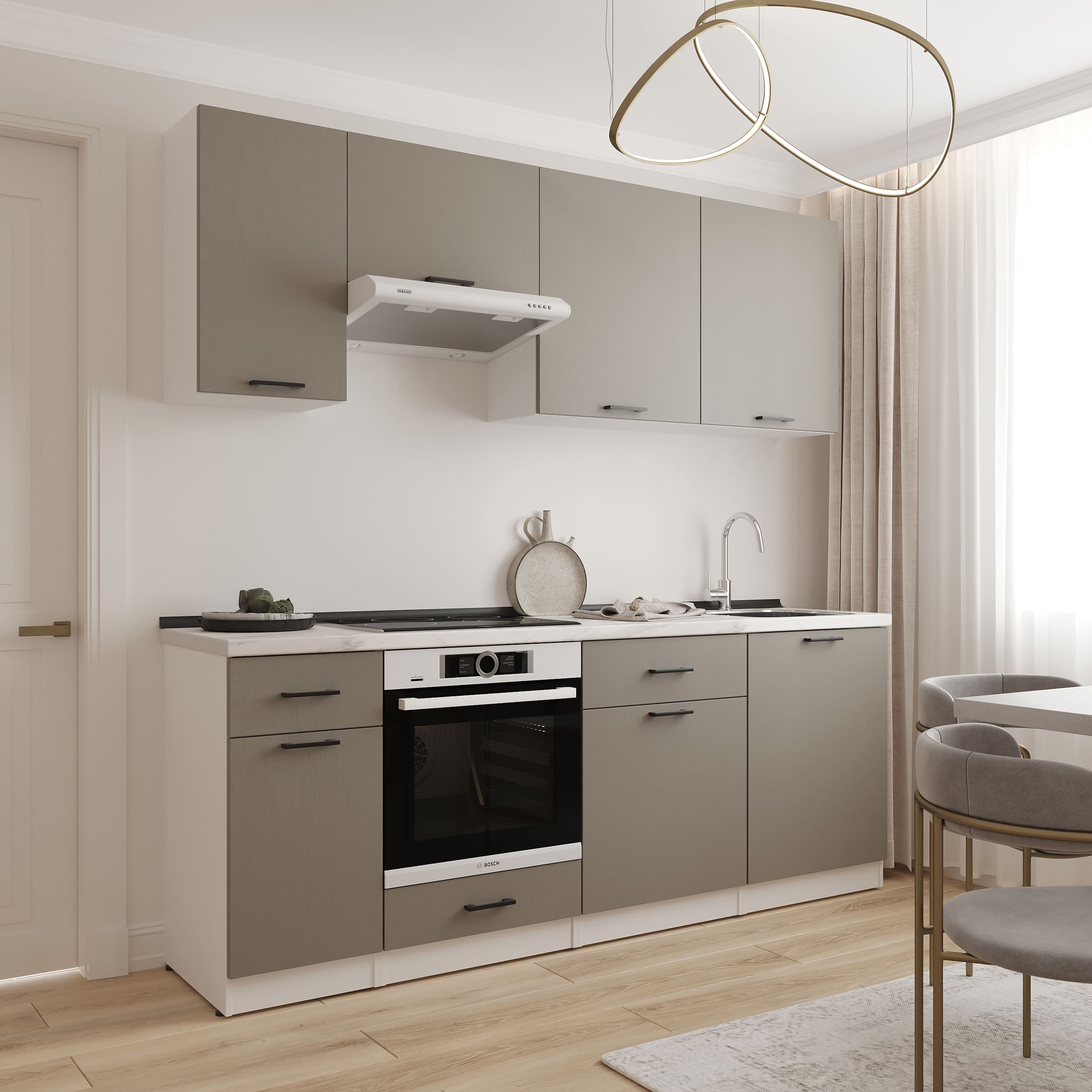 Kitchen: Simona "C" Modern, Marble, 220 cm