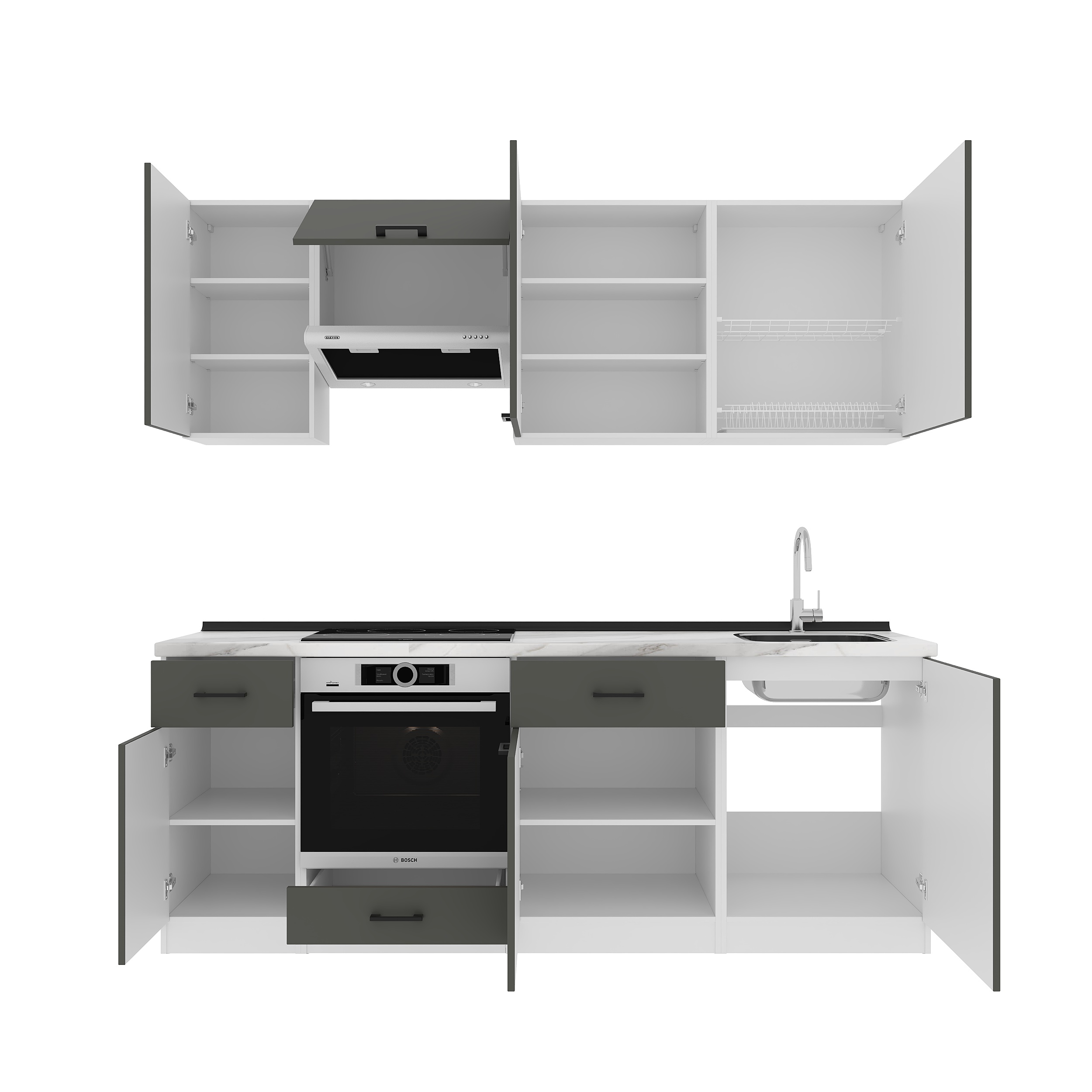 Set bucătărie: Simona "C" Modern, Marmură, 220 cm