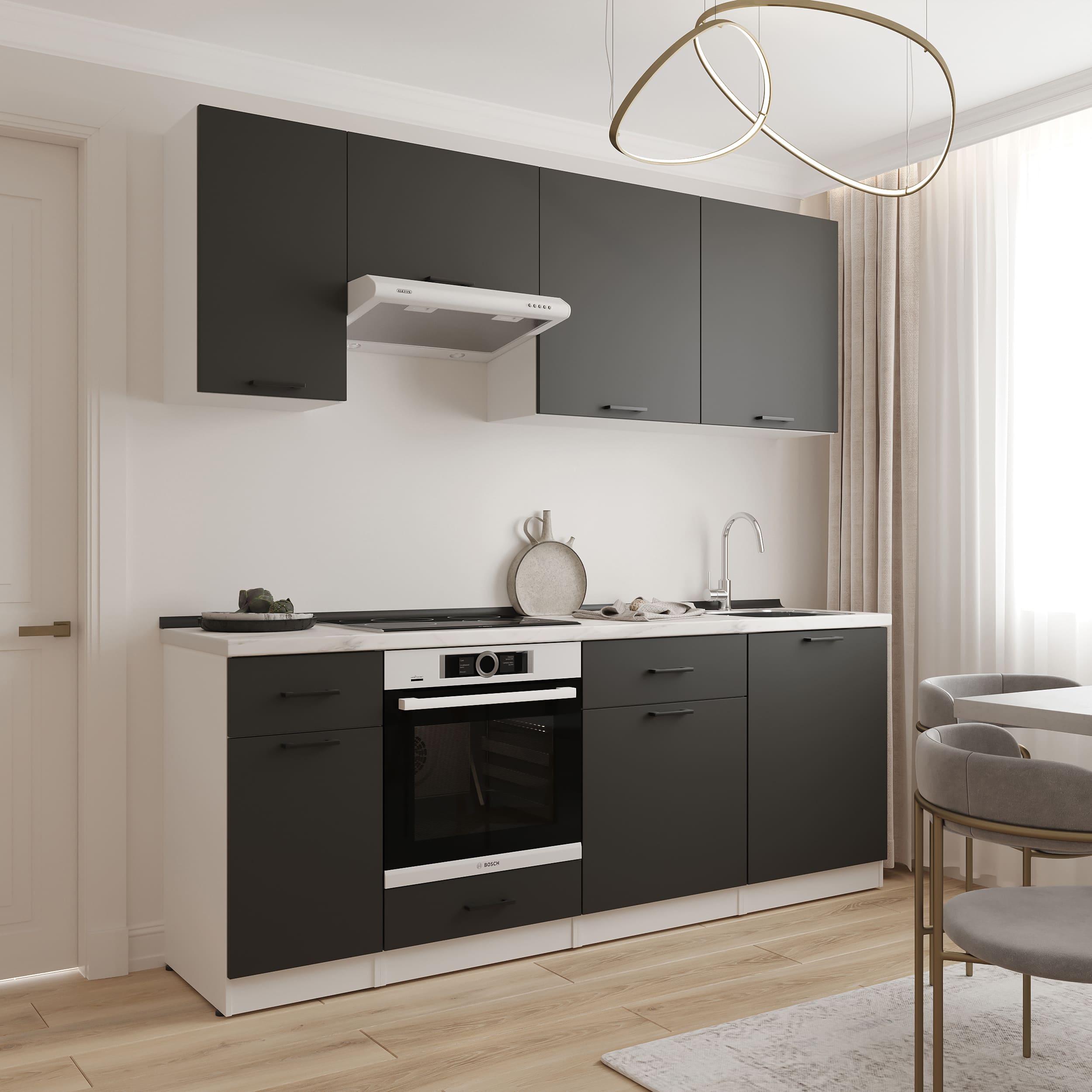Kitchen: Simona "C" Modern, Marble, 220 cm