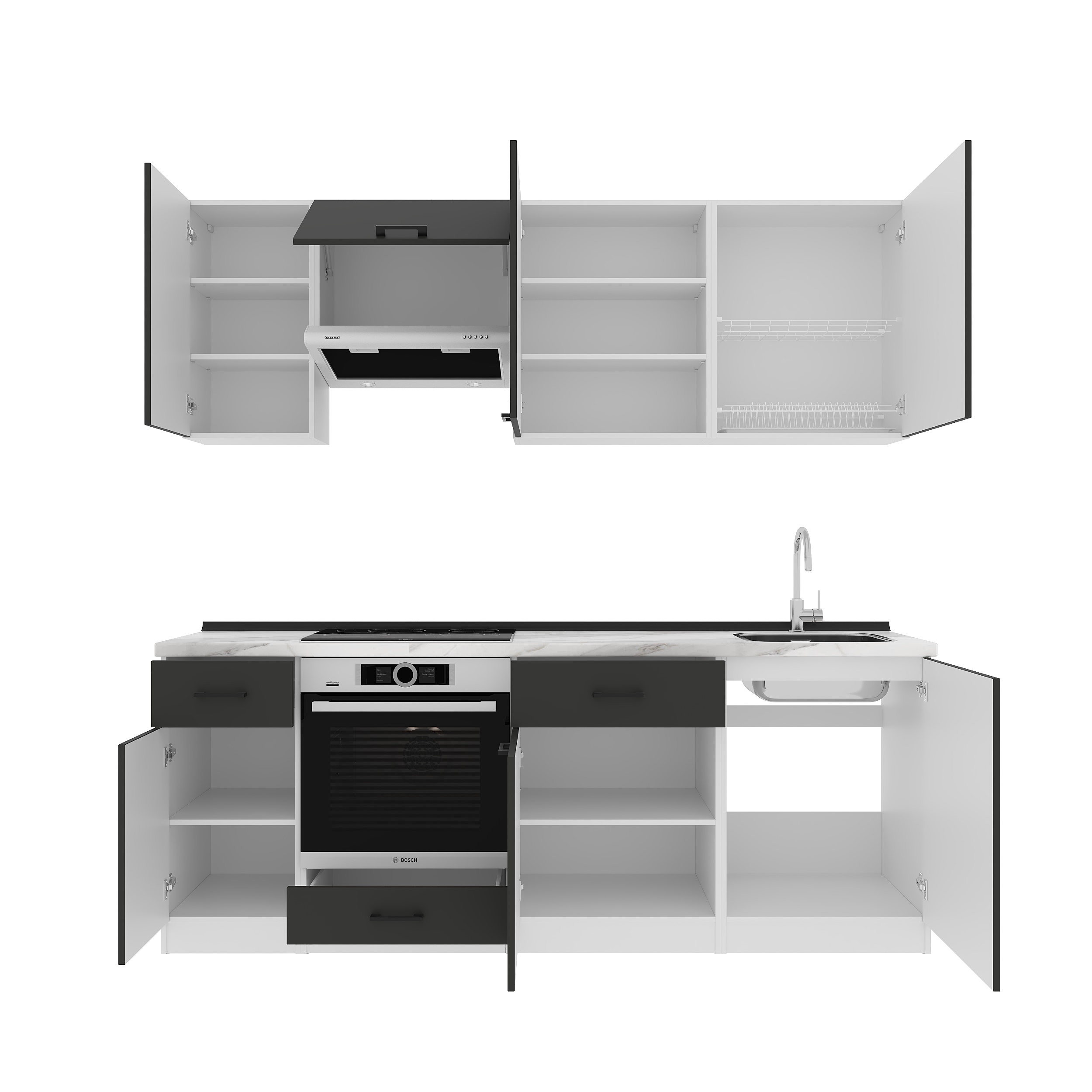 Kitchen: Simona "C" Modern, Marble, 220 cm
