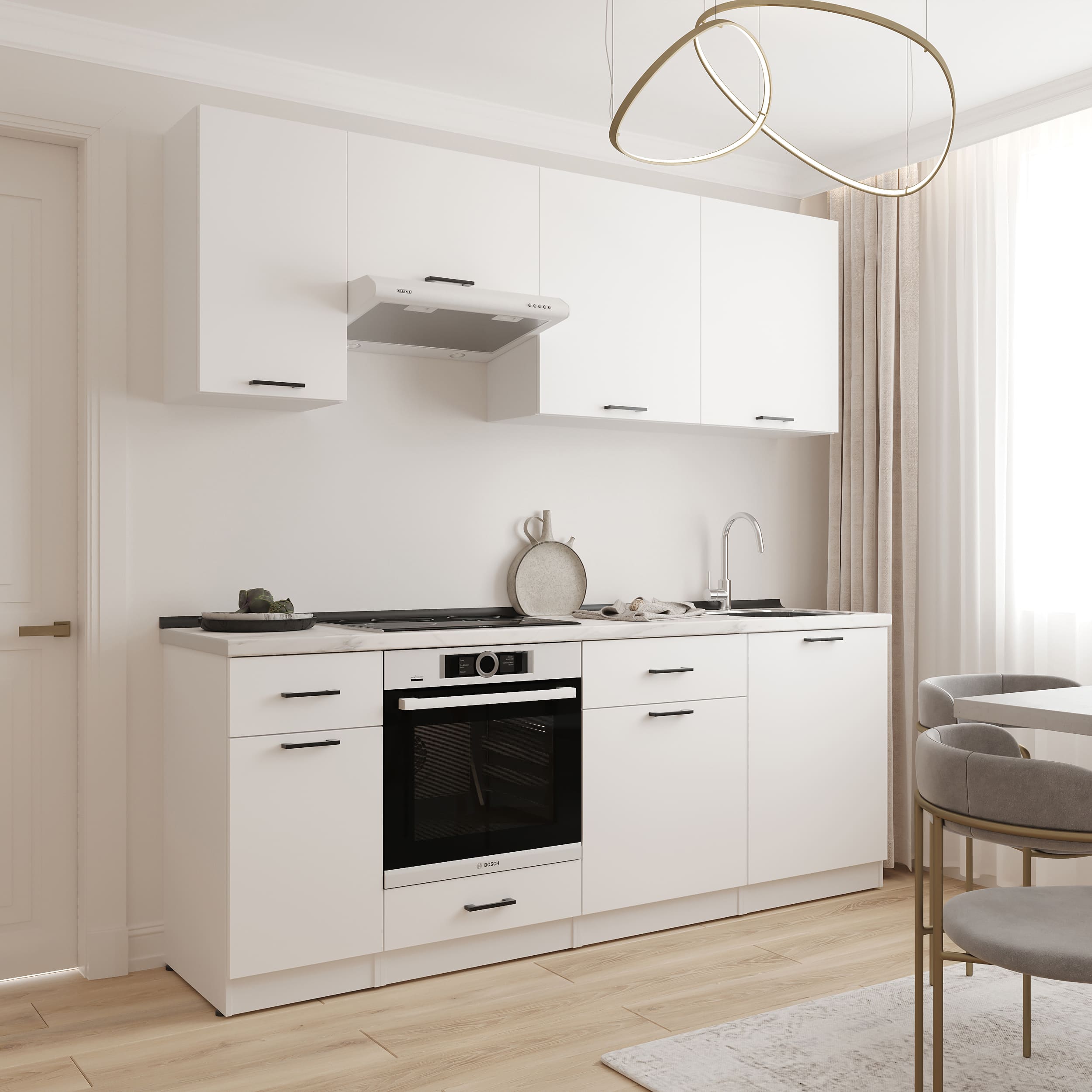 Kitchen: Simona "C" Modern, Marble, 220 cm